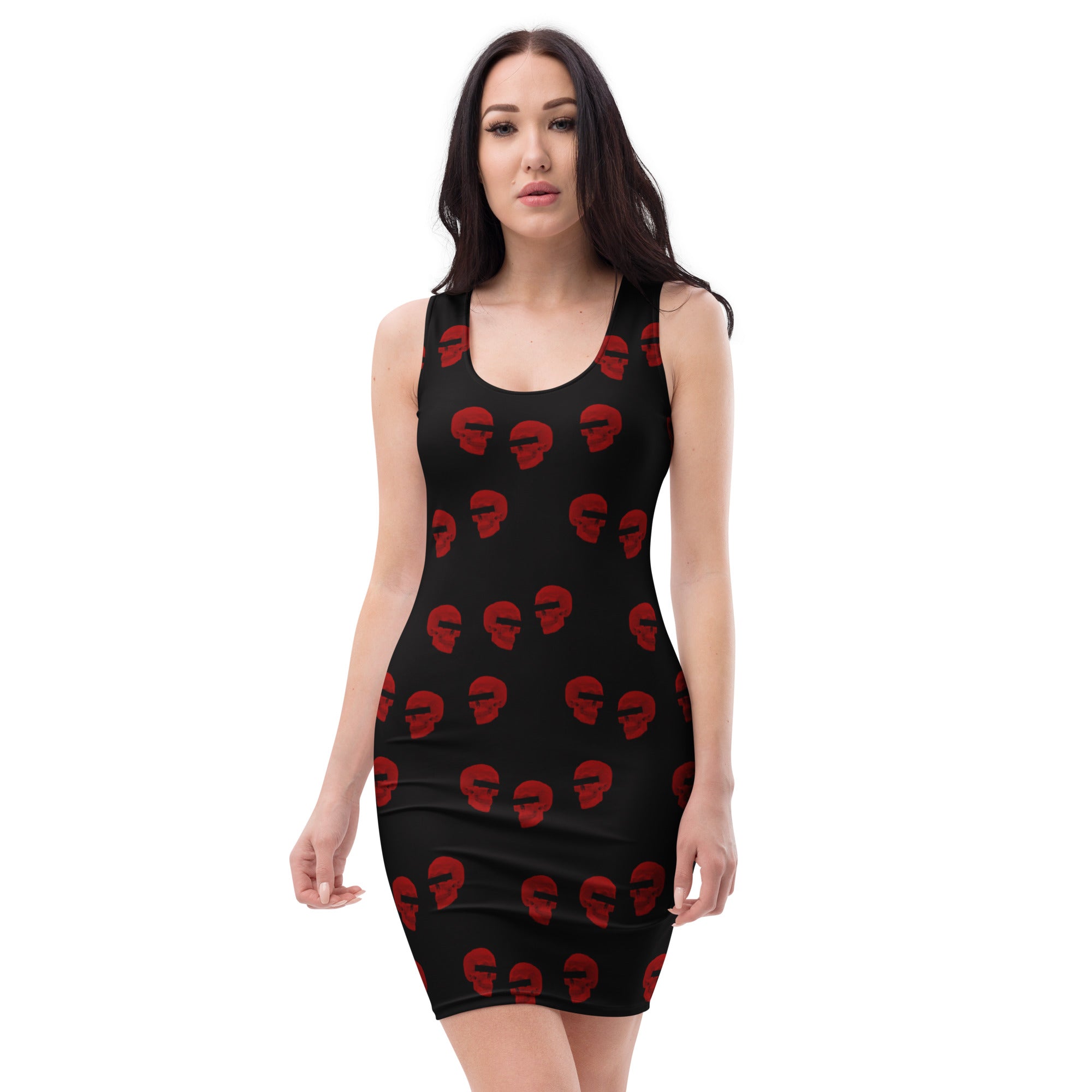 red polka dot bodycon dress Doppelgangers Skull – Goth Persona Sort_ACCS Elegant Woman Red Dress Size:US 6Y