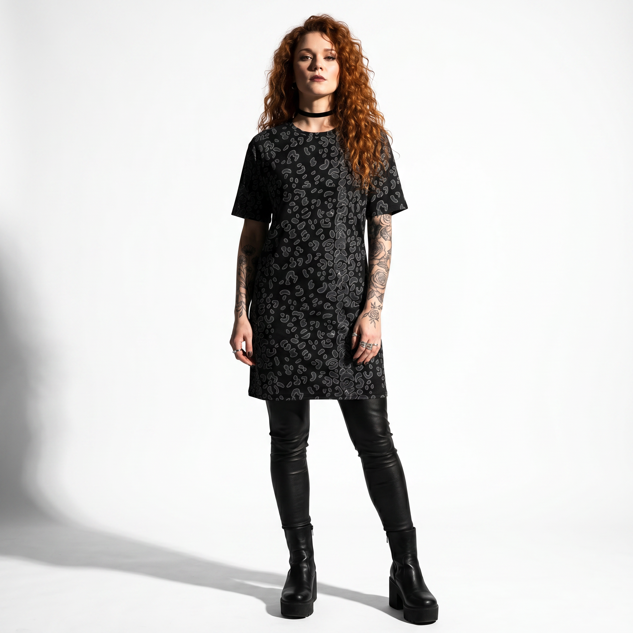 Cat Attack Leopard Print T-Shirt Dress – Goth Persona