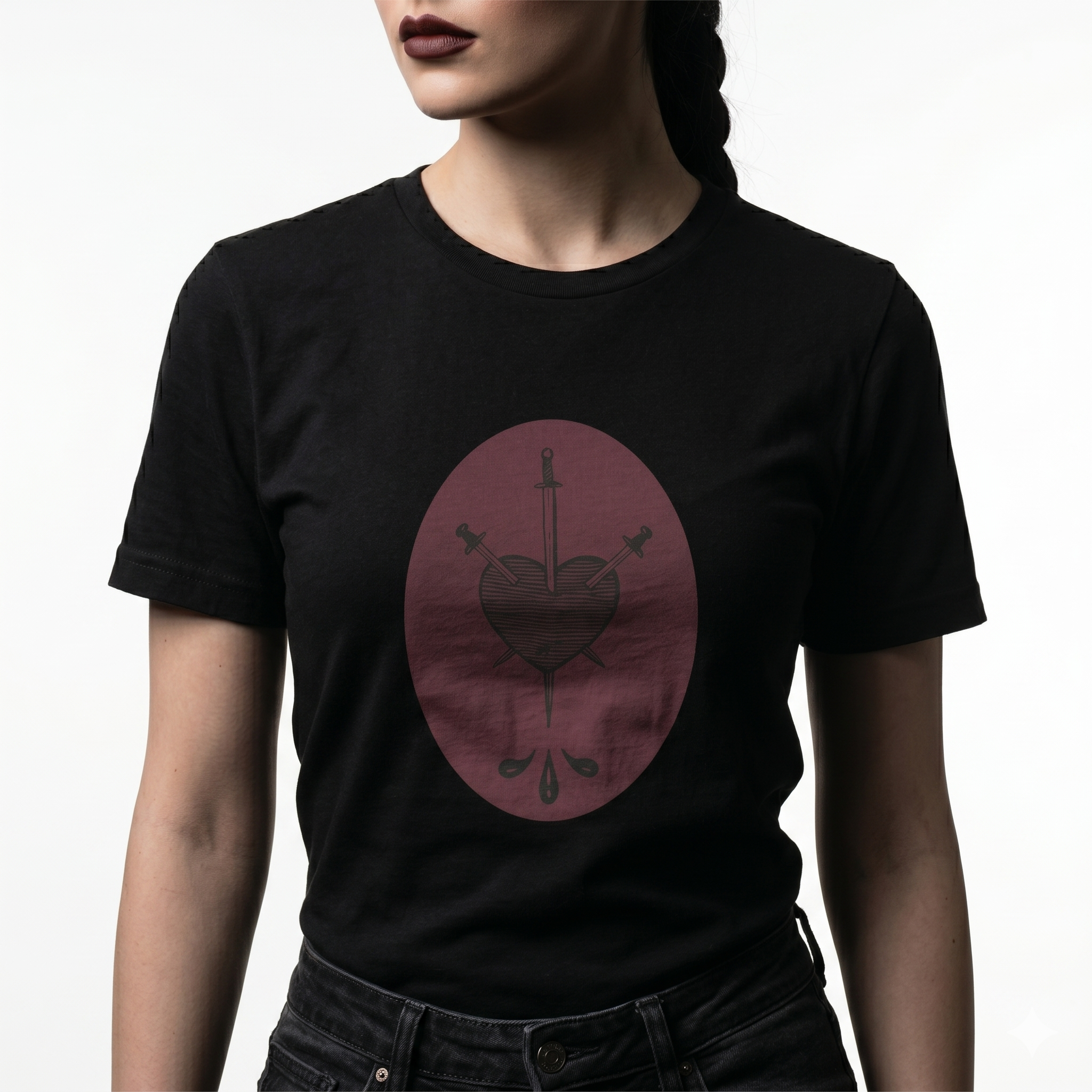 Three of Swords Burgundy Tarot Unisex Tee