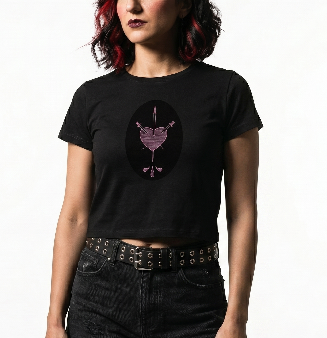 Three of Swords Pink Tarot High-Waisted Tee