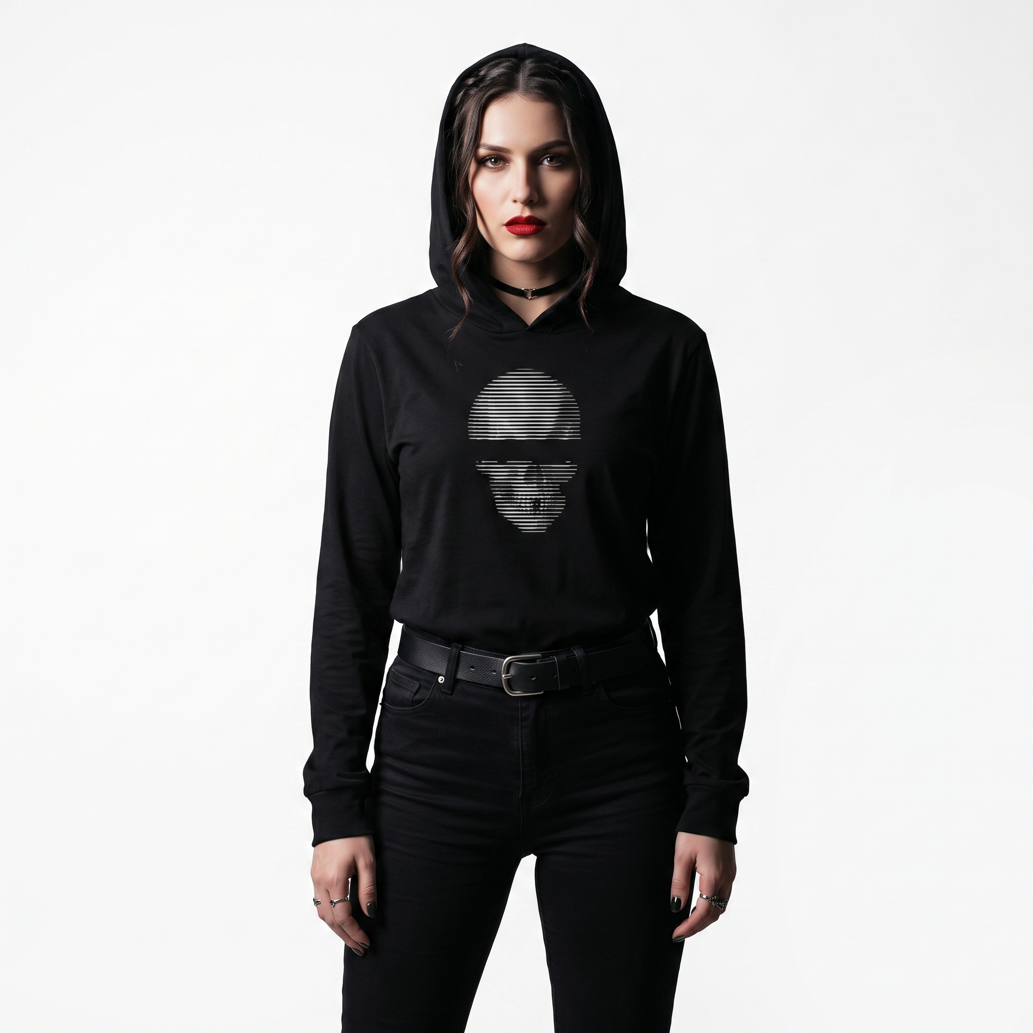 Anonymous Black & White Skull Unisex Hooded Tee