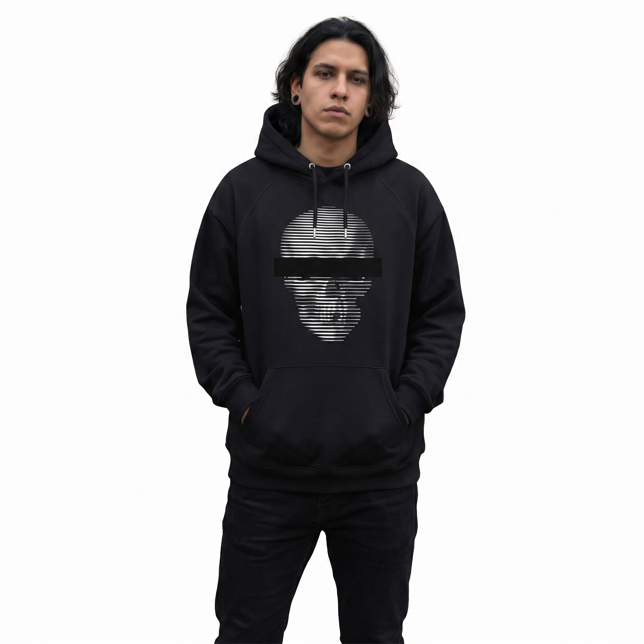 Anonymous Black & White Super Skull Unisex Hoodie