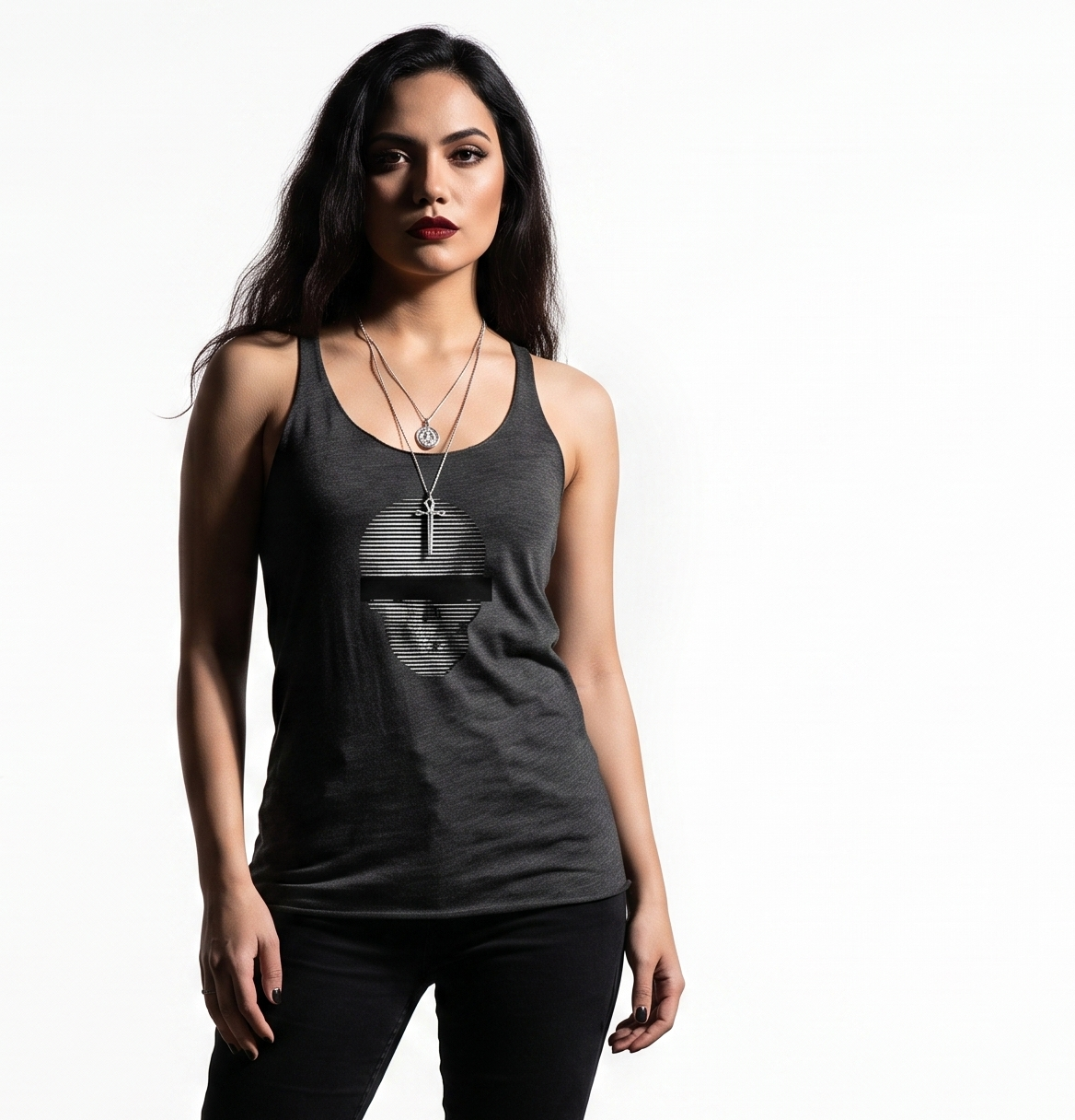Anonymous Black & White Skull Tank Top