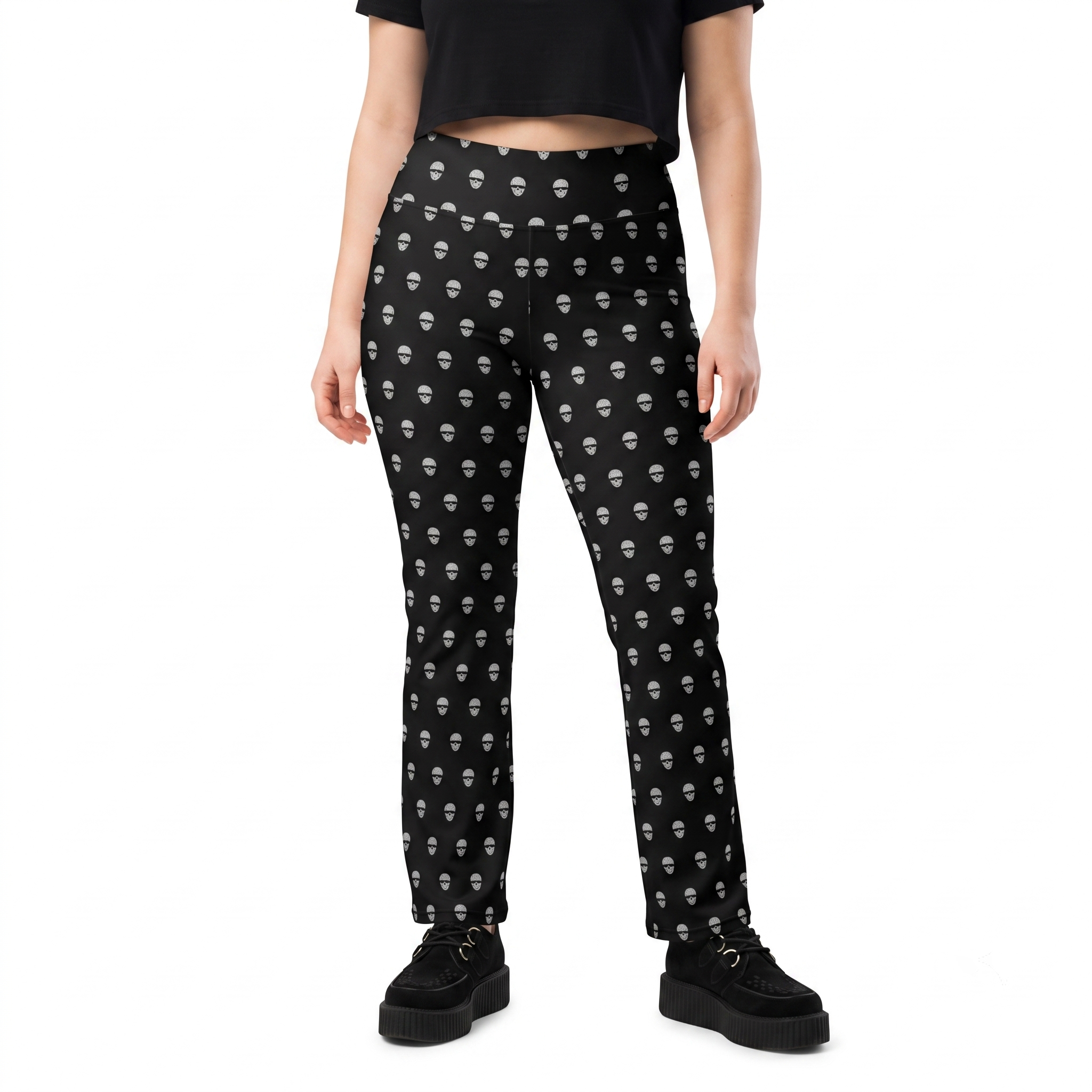 Anonymous Skull Polka Dot Flare Leggings