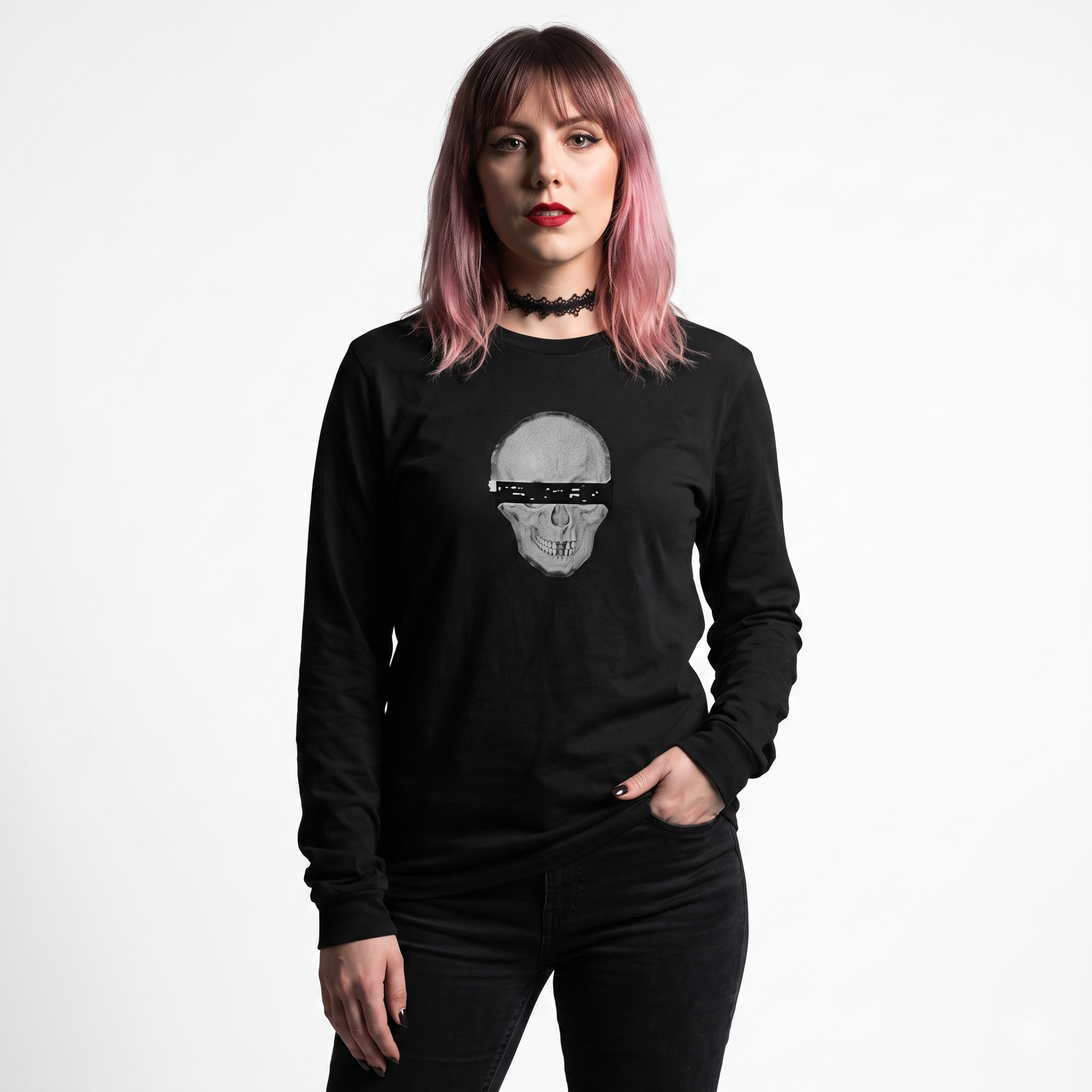 Anonymous Photocopy Skull Unisex Long Sleeve Tee