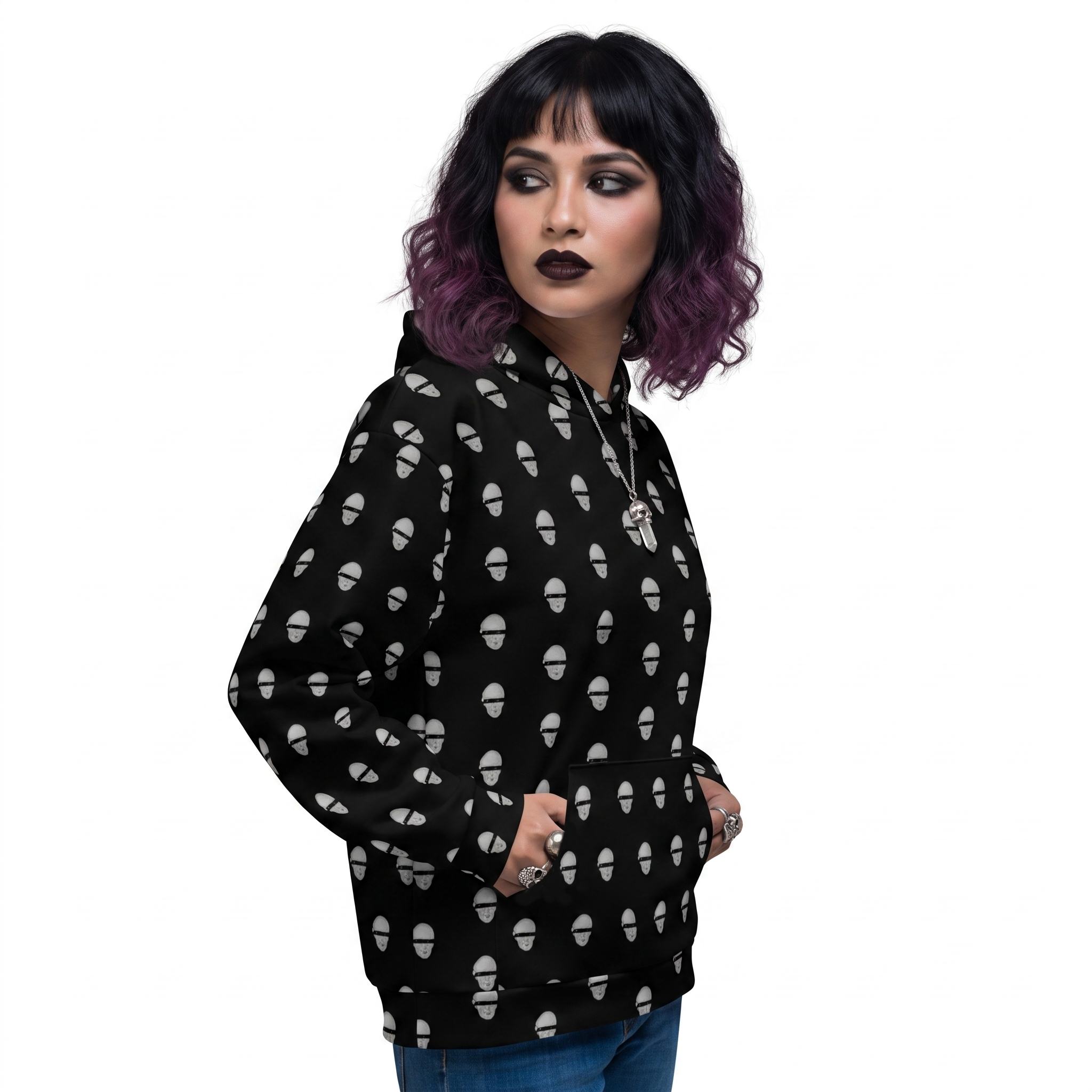 Anonymous Skull Polka Dot All Over Print Recycled Hoodie