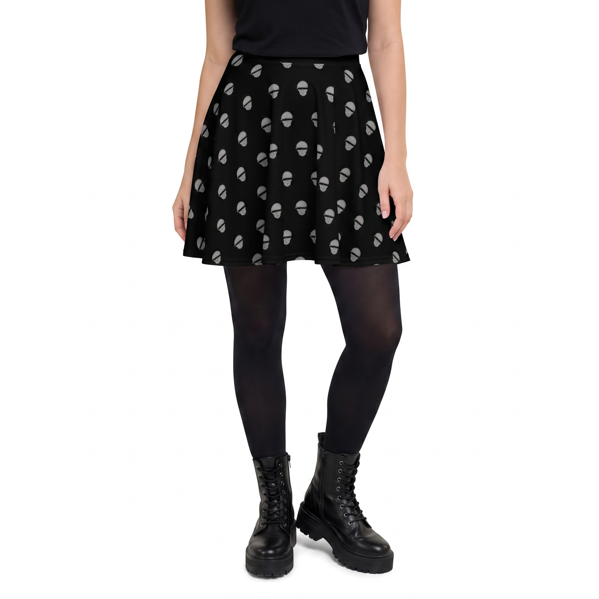Anonymous Skull Polka Dot Skater Skirt