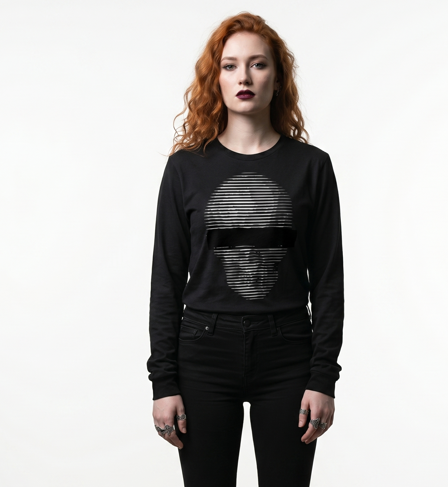 Anonymous Black & White Super Skull Unisex Long Sleeve Tee