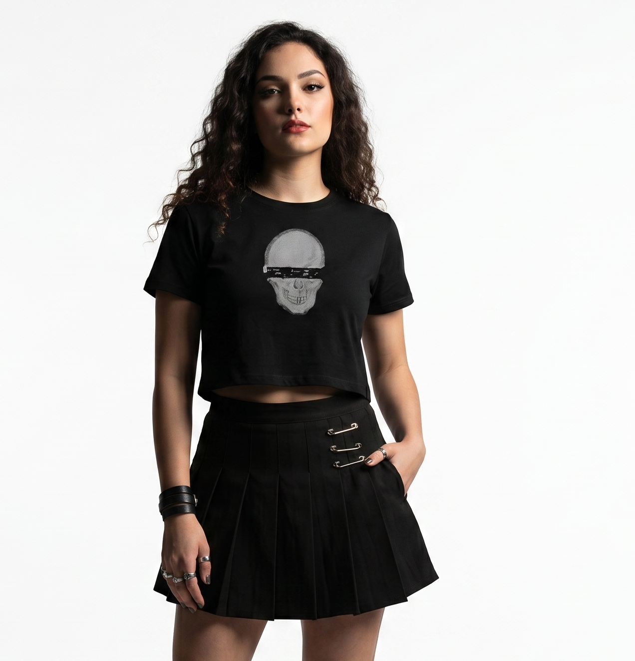 Anonymous Photocopy Skull Crop Top