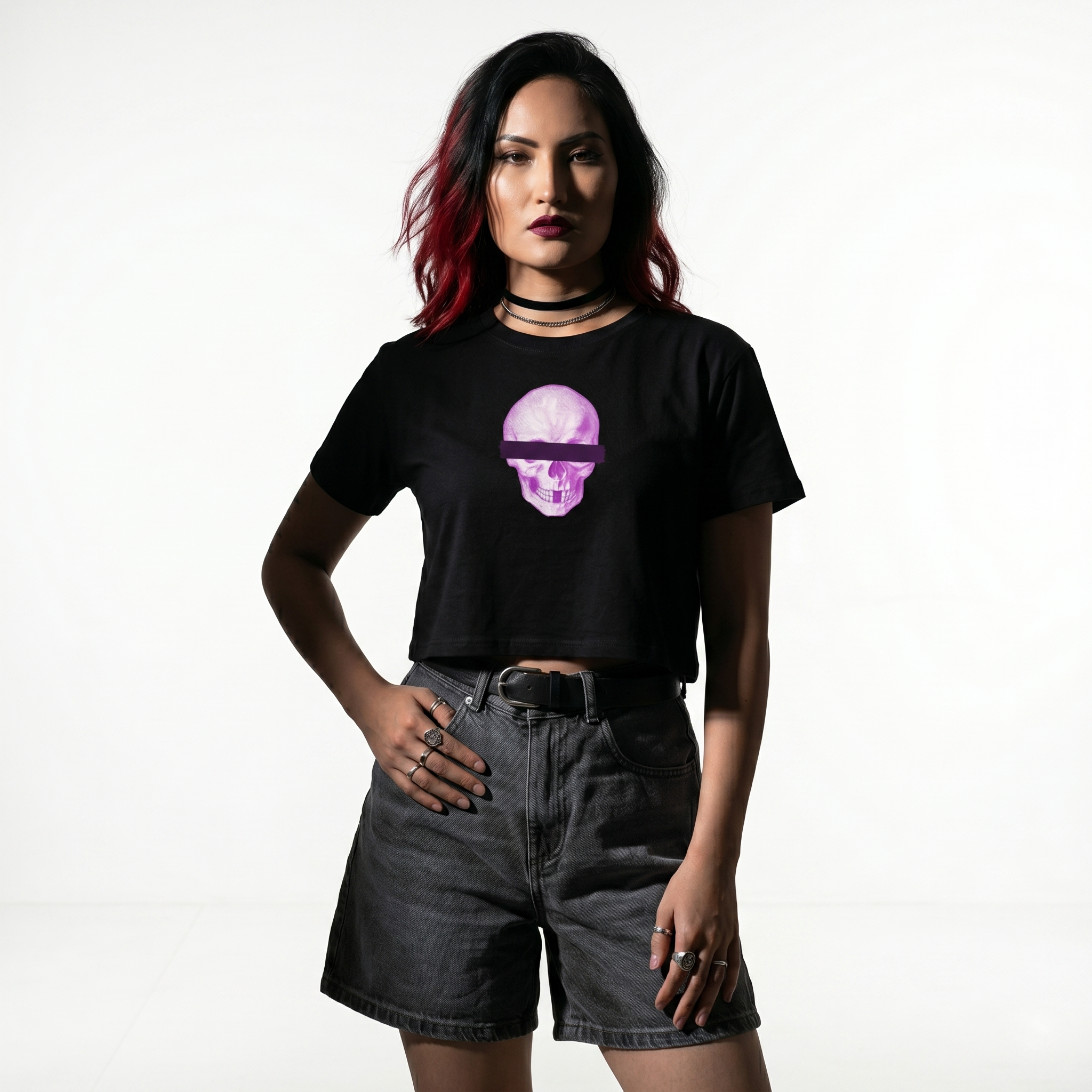 Anonymous Pink Skull Crop Top