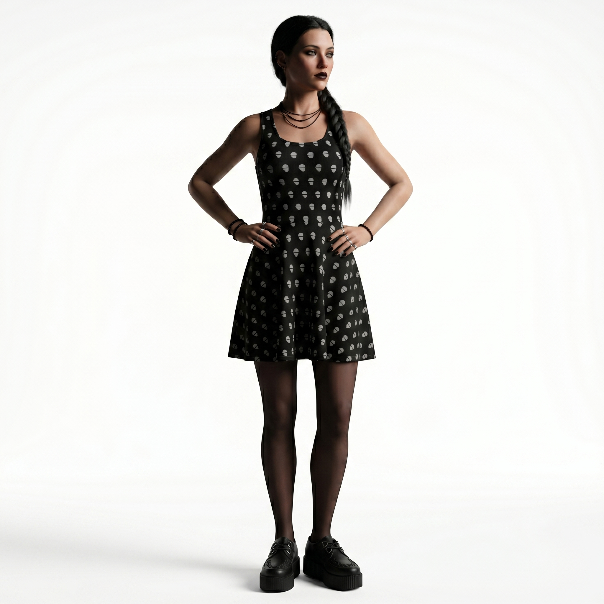 Anonymous Skull Polka Dot Skater Dress