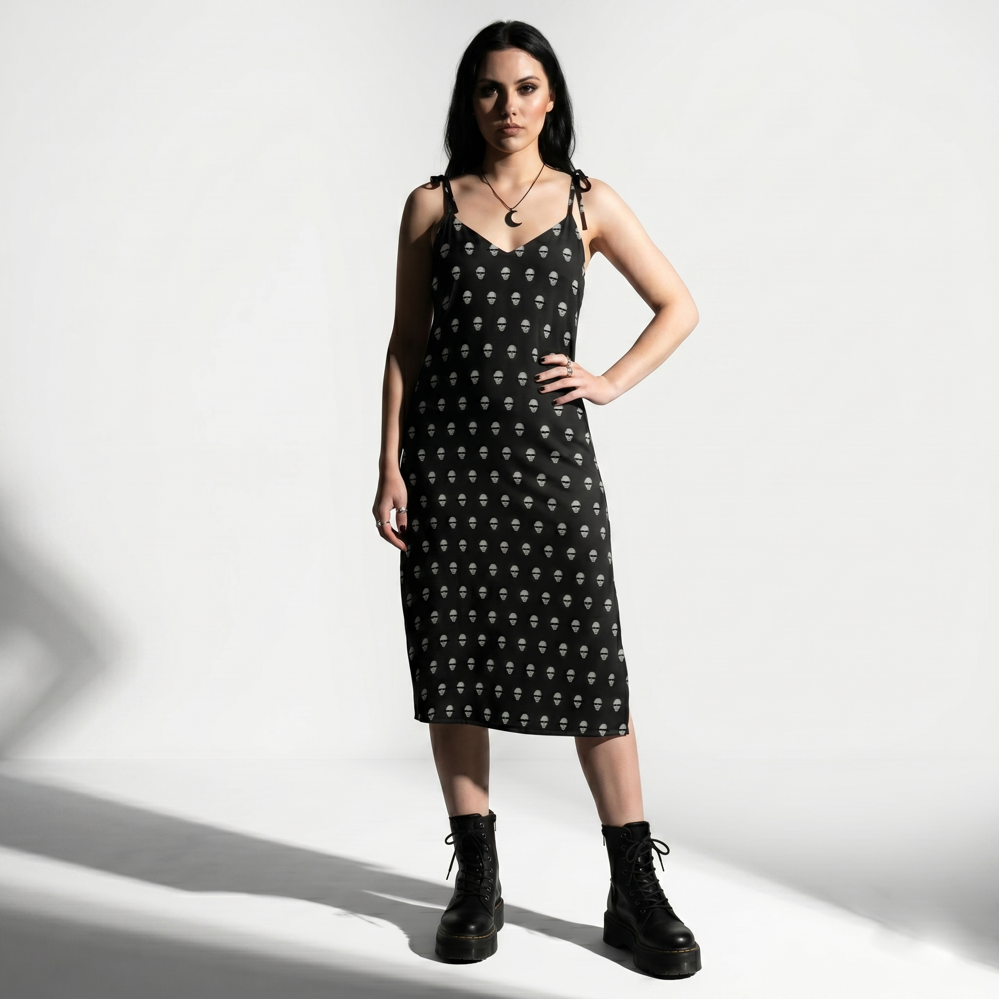 Anonymous Skull Polka Dot Slip Dress