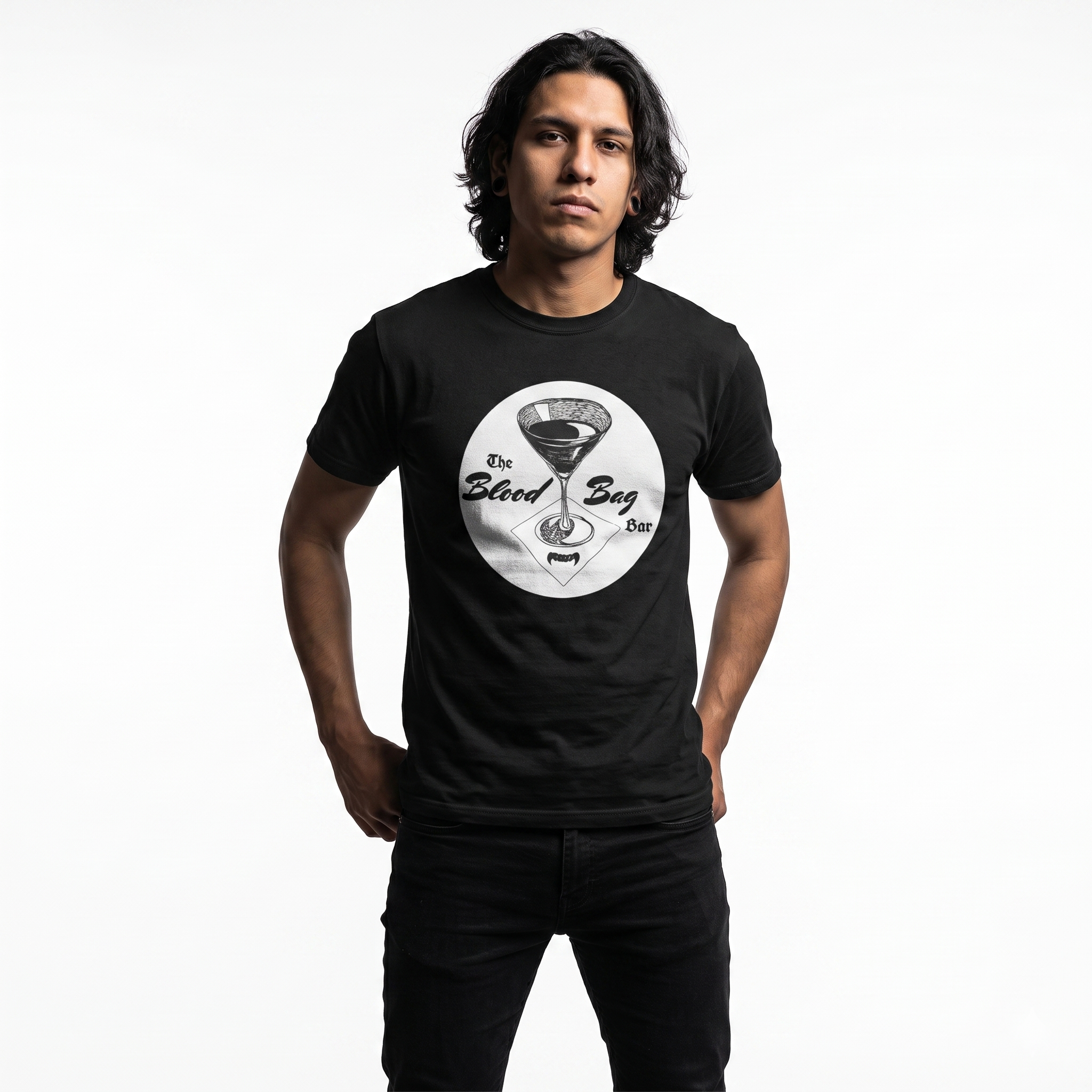 Blood Bag Vampire Bar - Black & White Edition Unisex Tee