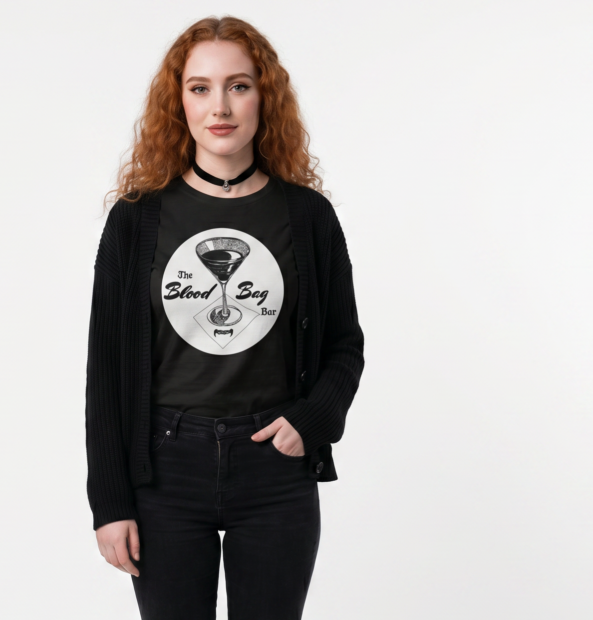 Blood Bag Vampire Bar - Black & White Edition Unisex Long Sleeve Tee