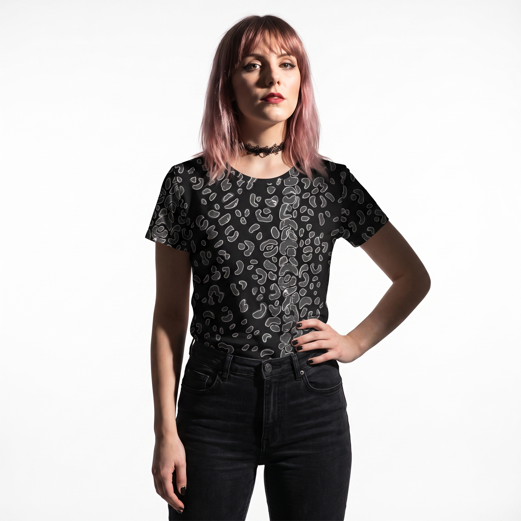 Cat Attack Leopard Print All Over Print Tee