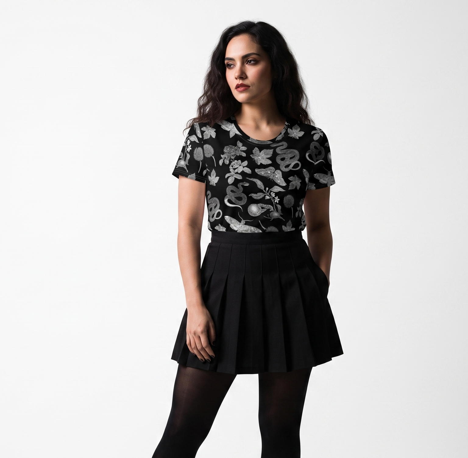 Black & White Chrysalis Nature All Over Print Tee