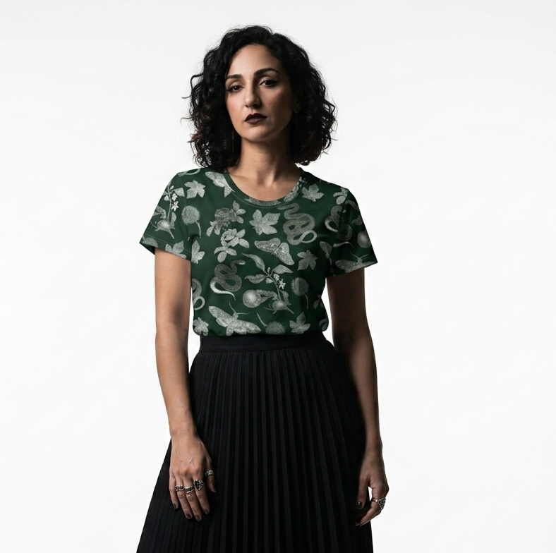 Dark Emerald Chrysalis Nature All Over Print Tee