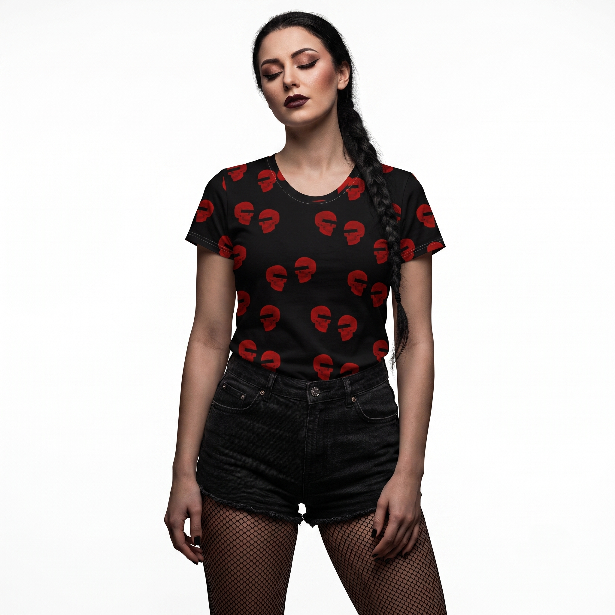 Doppelgangers Red Skull Polka Dot All Over Print Tee