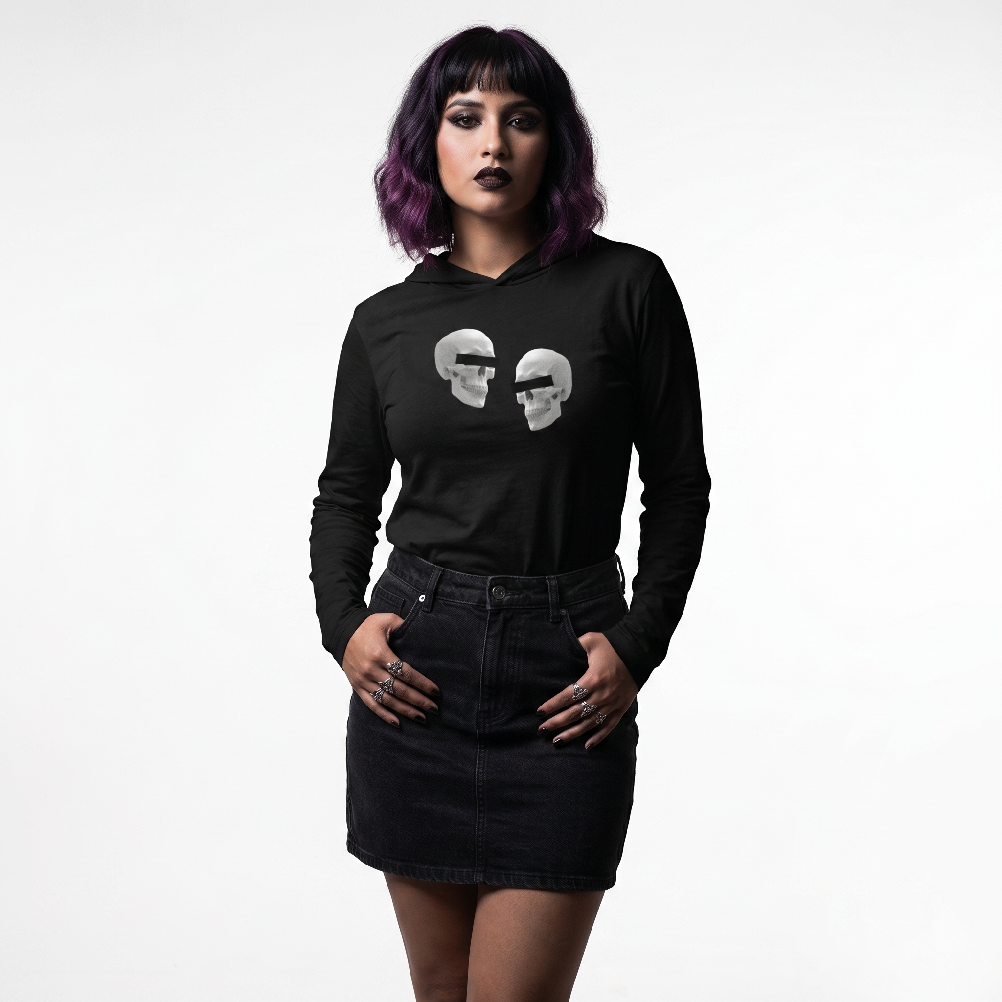 Doppelgangers Gray Skull Unisex Hooded Tee