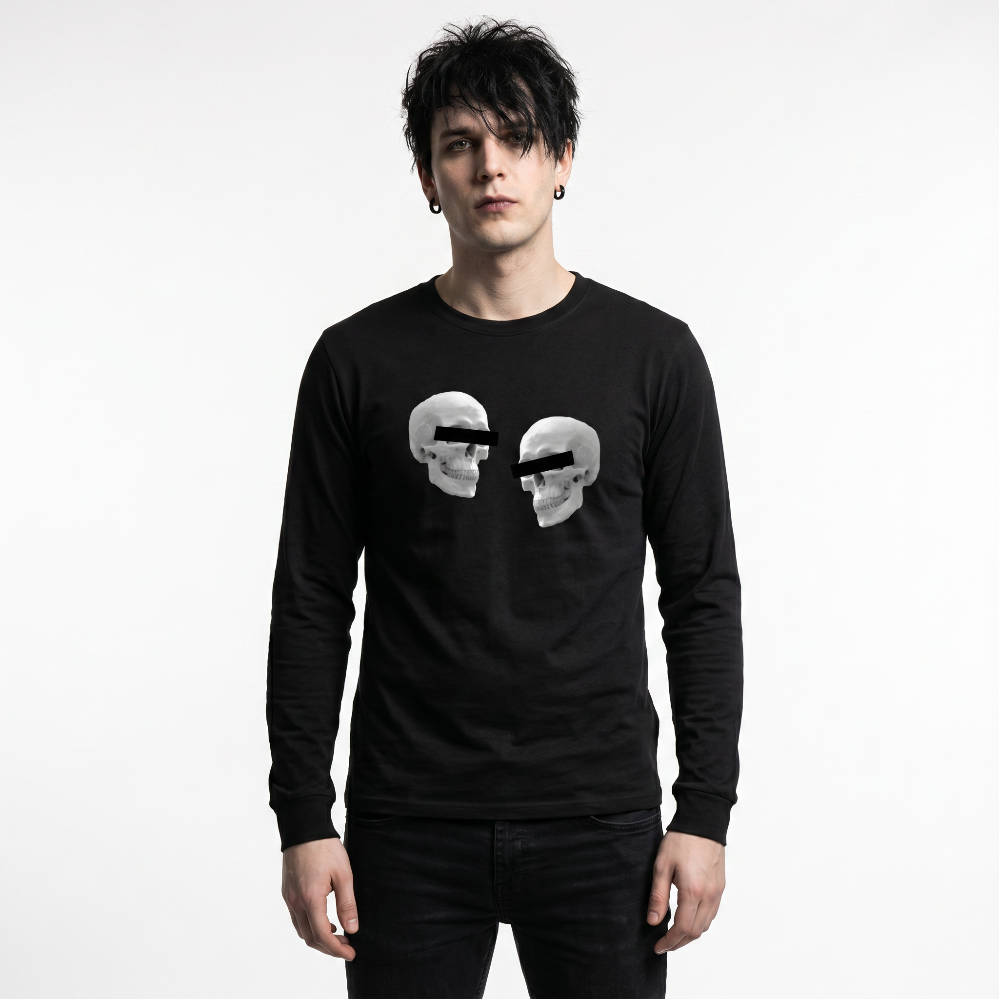 Doppelgangers Gray Skull Unisex Long Sleeve Tee