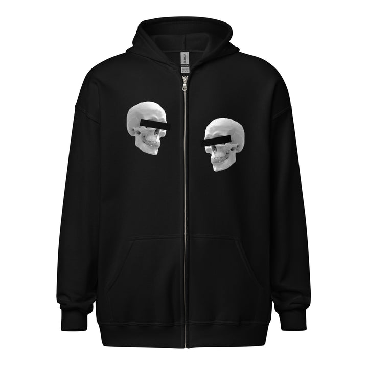 Doppelgangers Gray Skull Mens Zip Hoodie