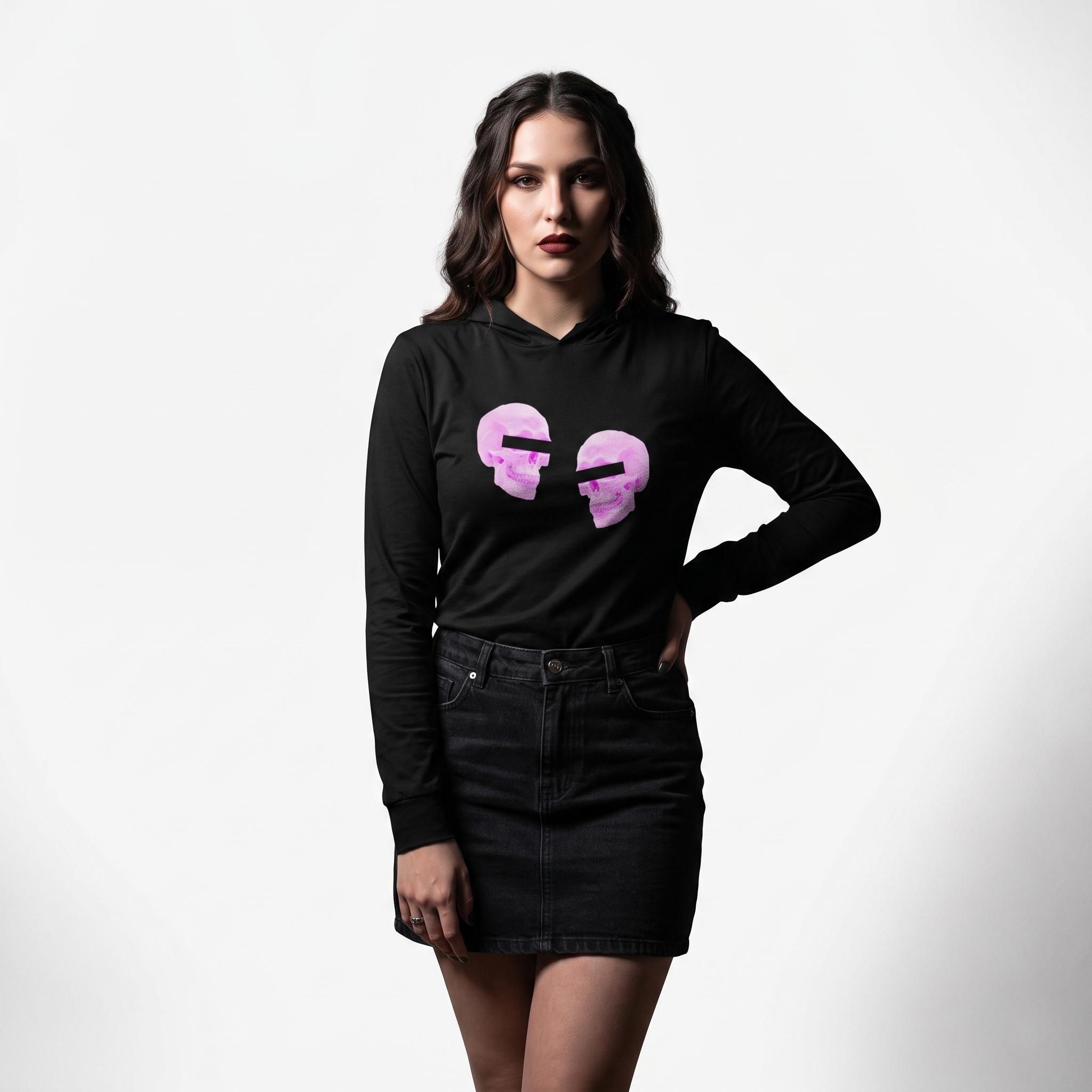Doppelgangers Pink Skull Unisex Hooded Tee