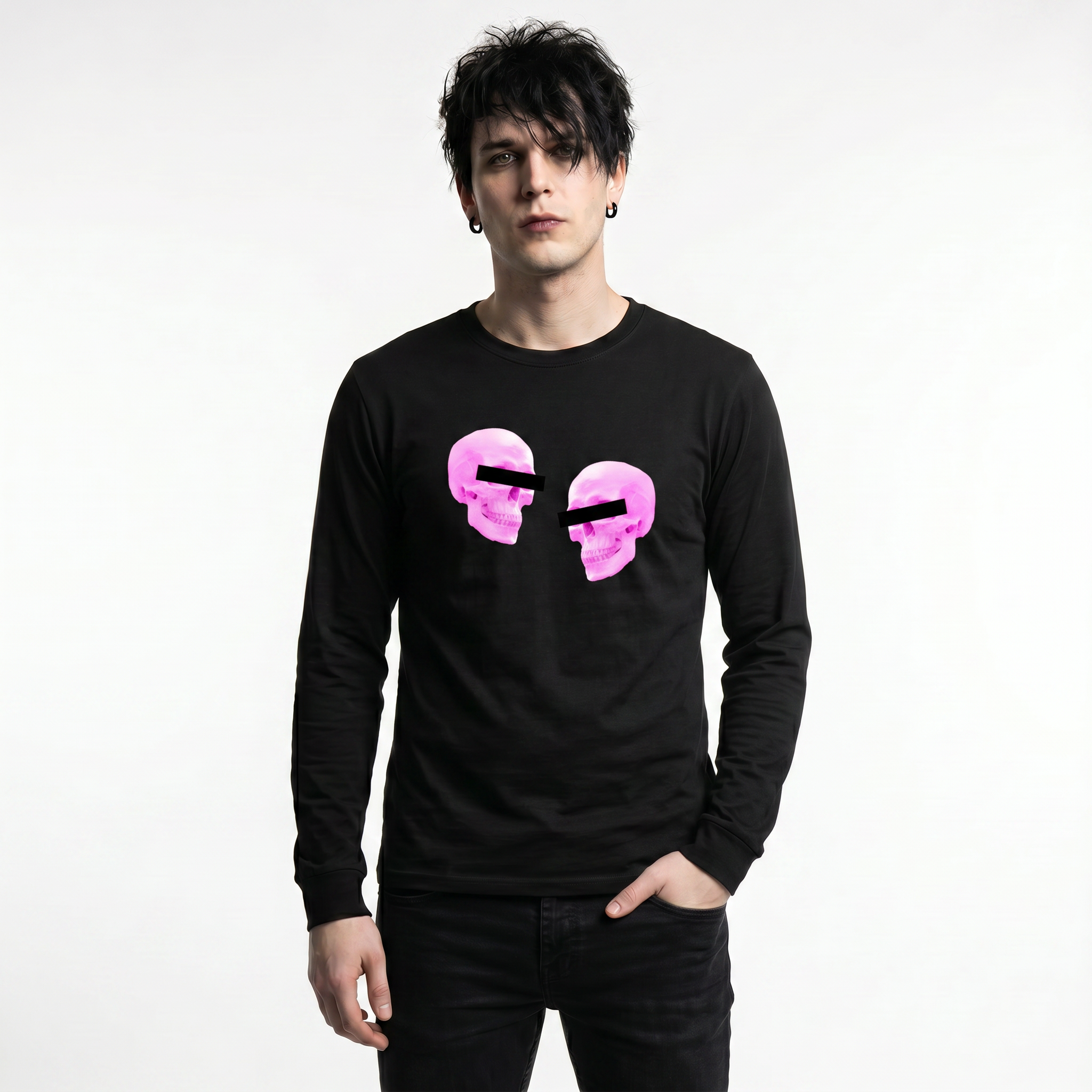 Doppelgangers Pink Skull Unisex Long Sleeve Tee