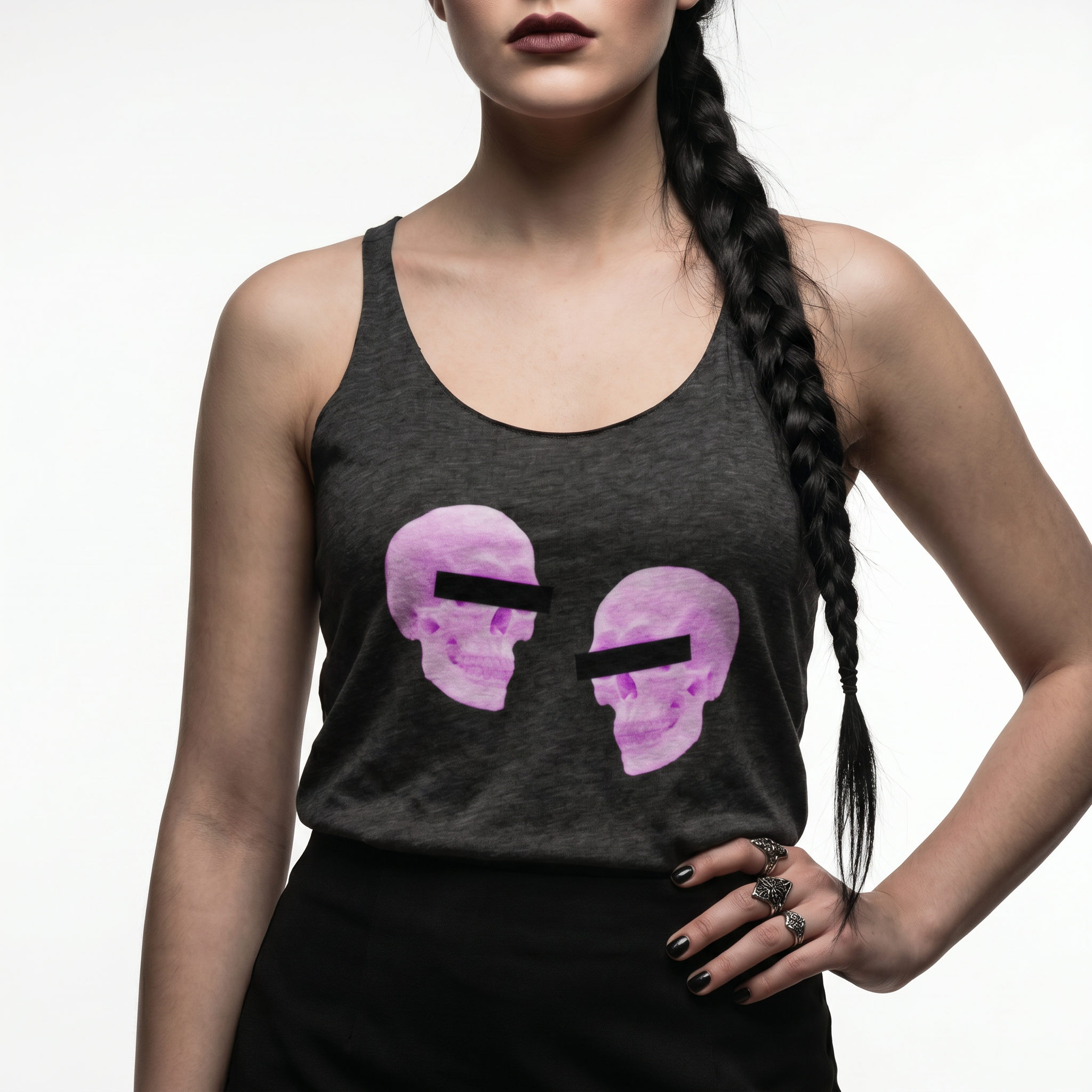 Doppelgangers Pink Skull Tank Top
