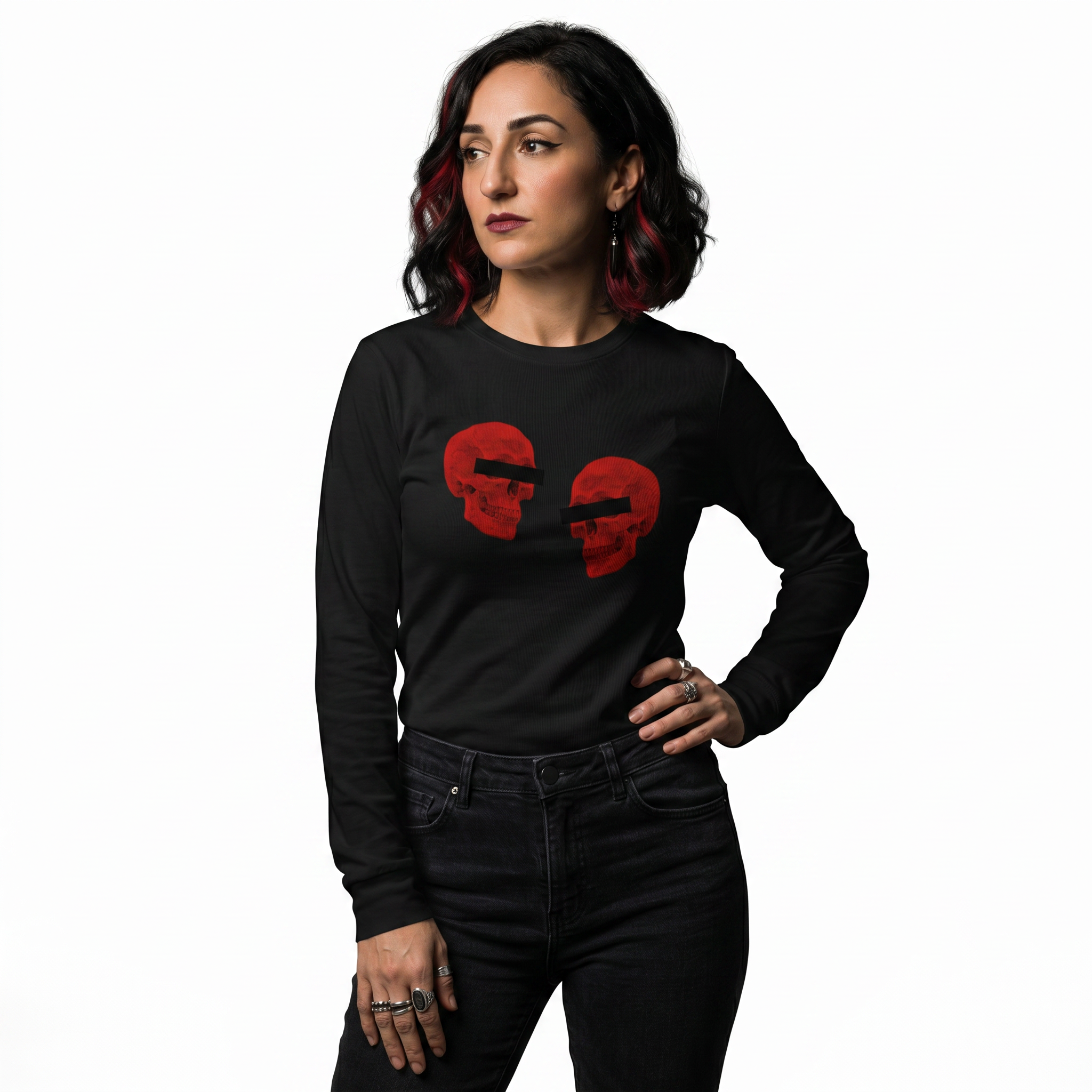 Doppelgangers Red Skull Unisex Long Sleeve Tee
