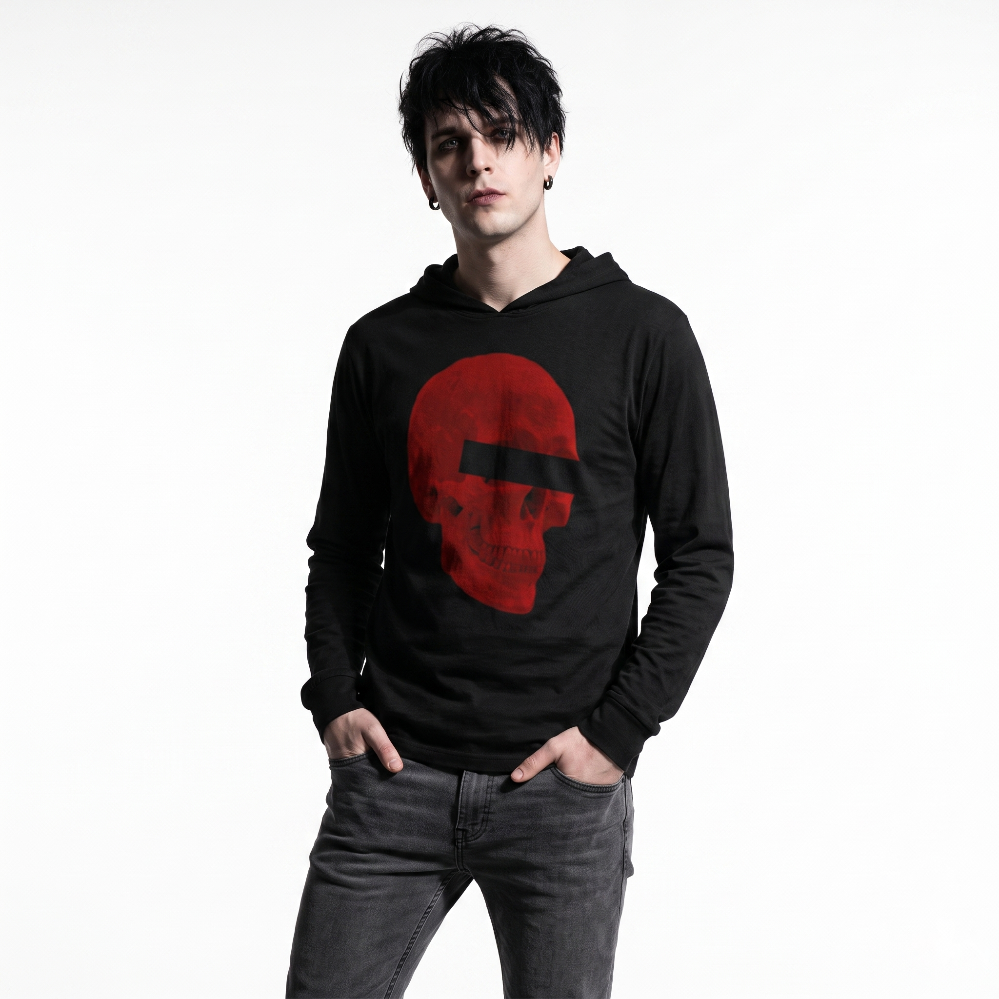 Doppelganger Red Super Skull Unisex Hooded Tee
