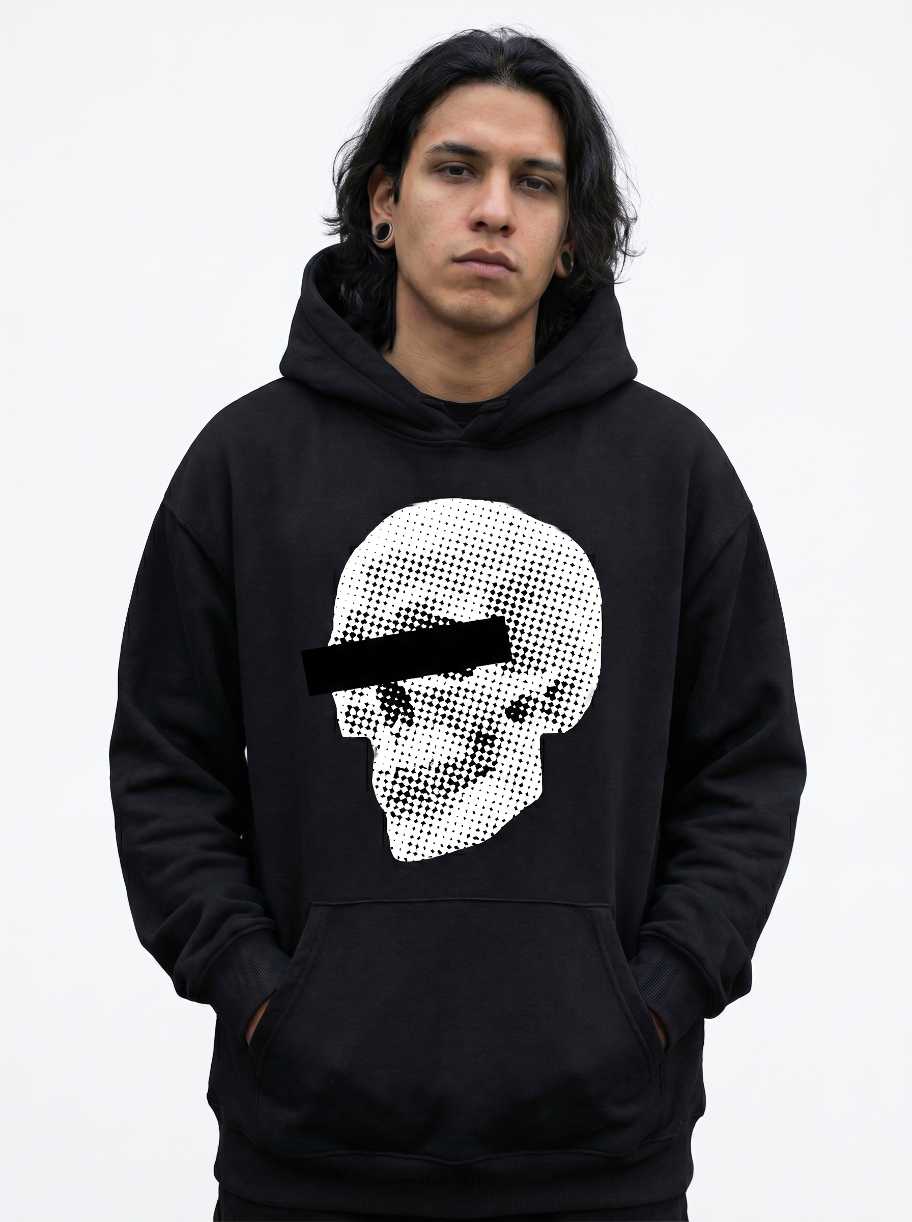 Doppelganger Newsprint Super Skull Unisex Hoodie