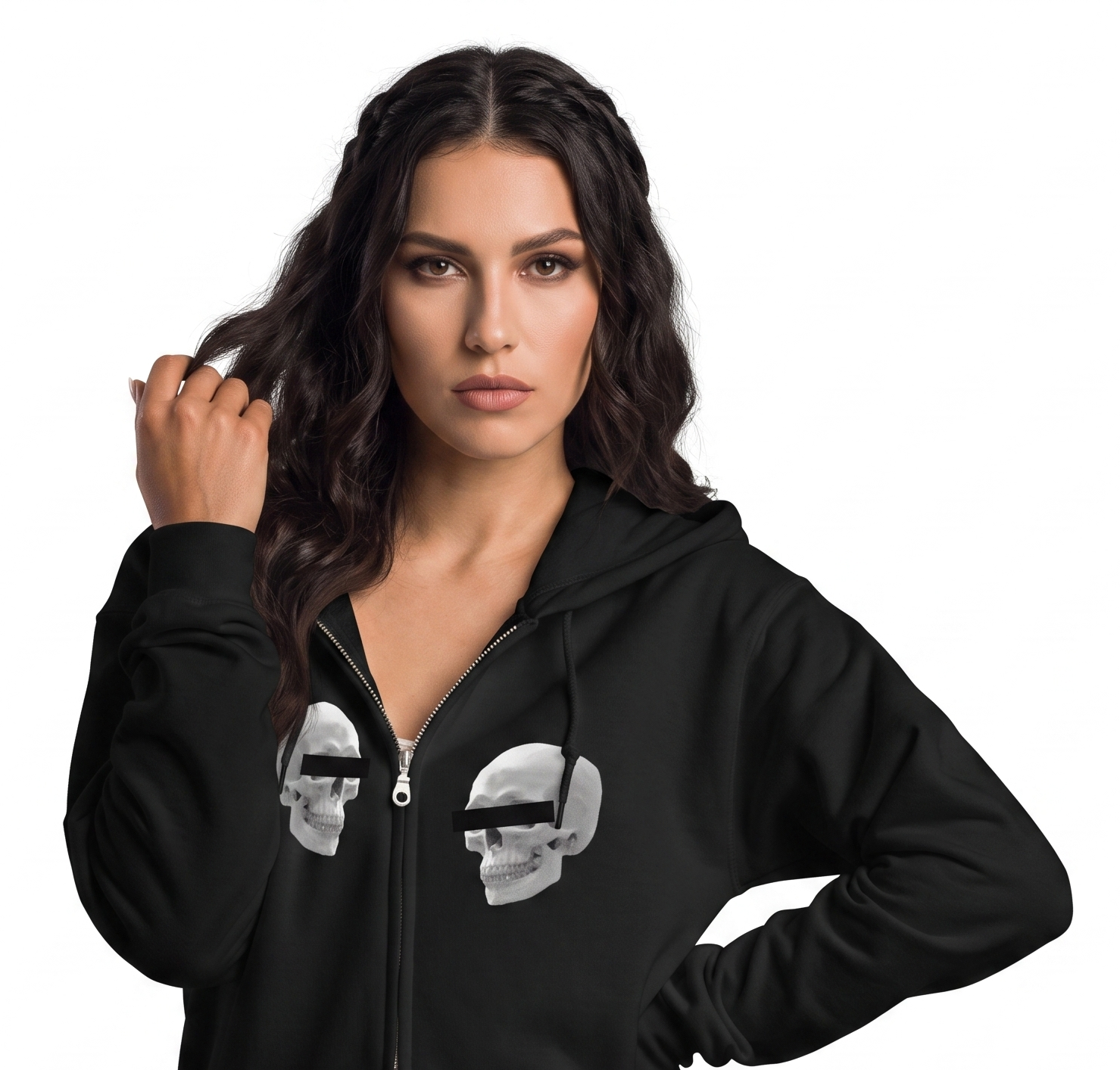 Doppelgangers Gray Skull Unisex Zip Hoodie