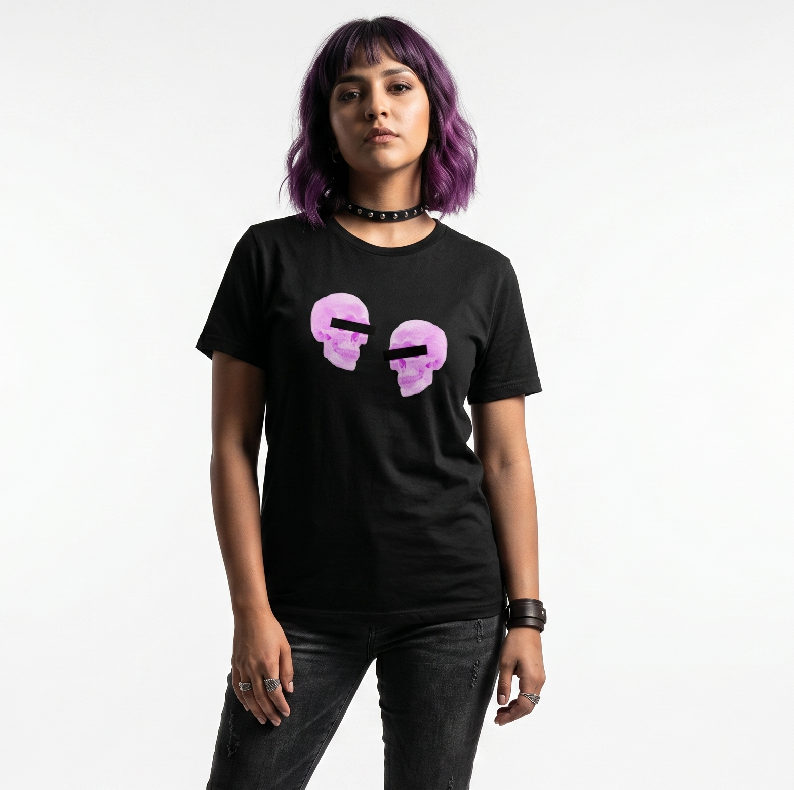 Doppelgangers Pink Skull Womens Tee