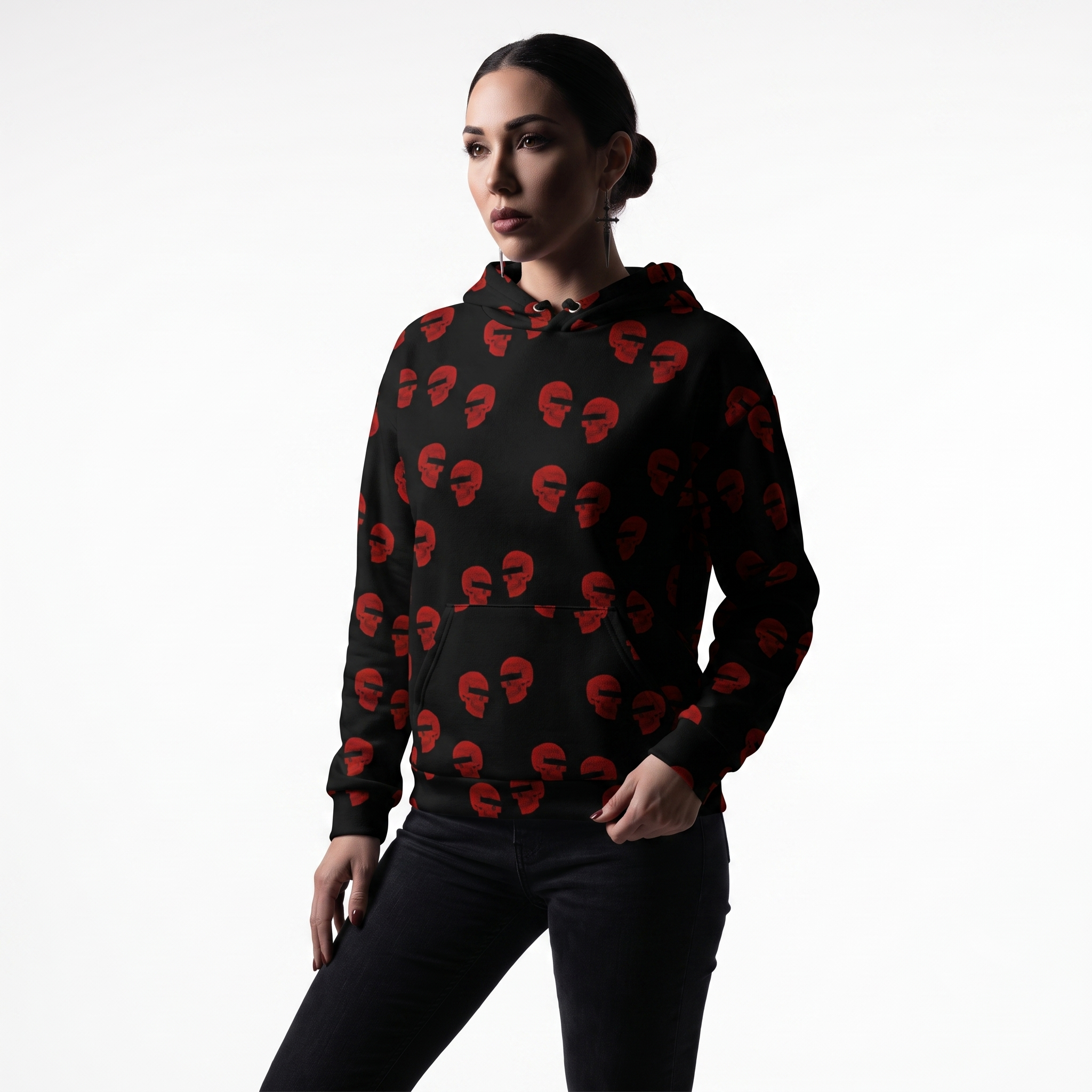 Doppelgangers Red Skull Polka Dot All Over Print Recycled Hoodie