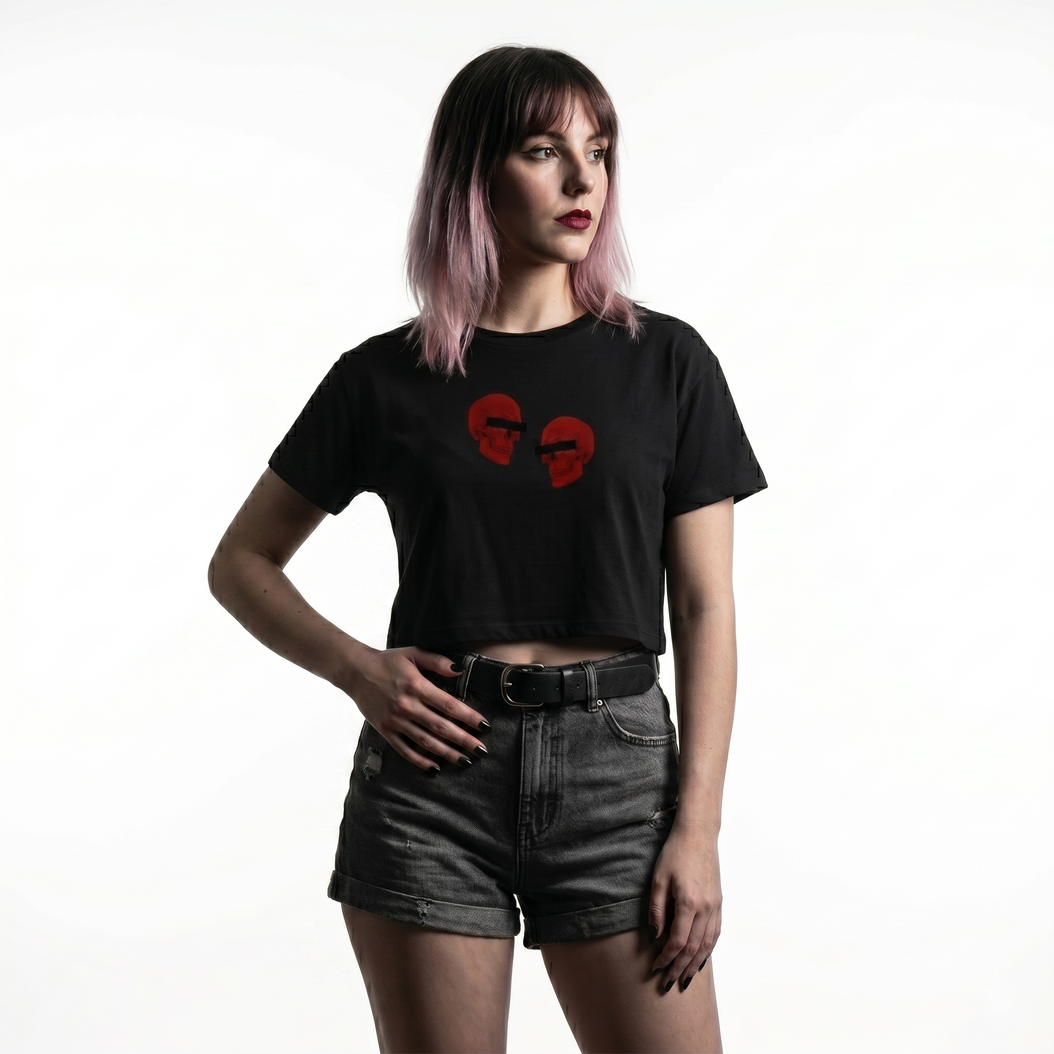 Doppelgangers Red Skull Crop Top