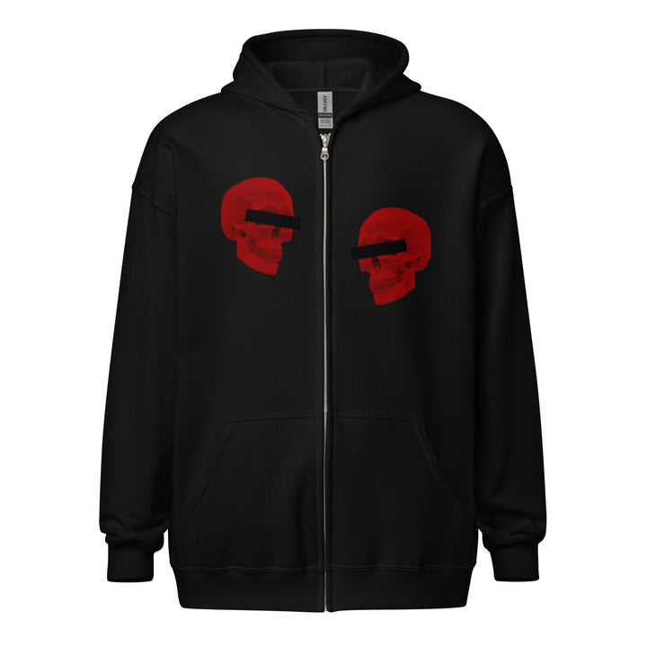 Doppelgangers Red Skull Mens Zip Hoodie