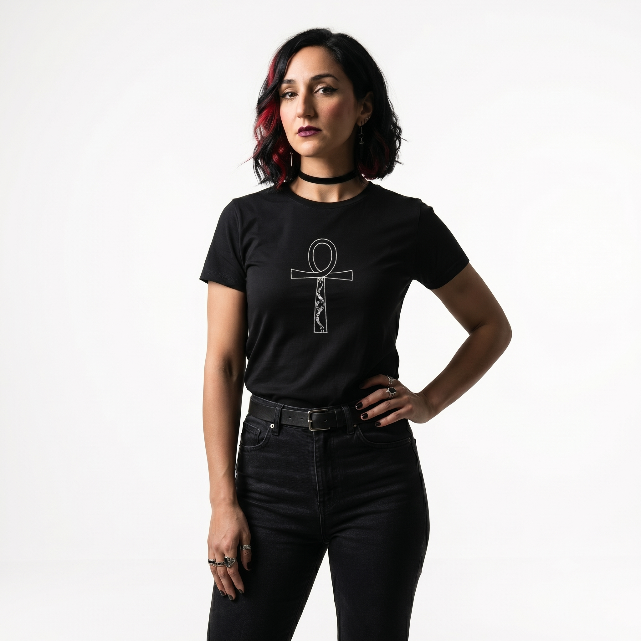 Eternal Ankh Minimalist Goth High-Waisted Tee