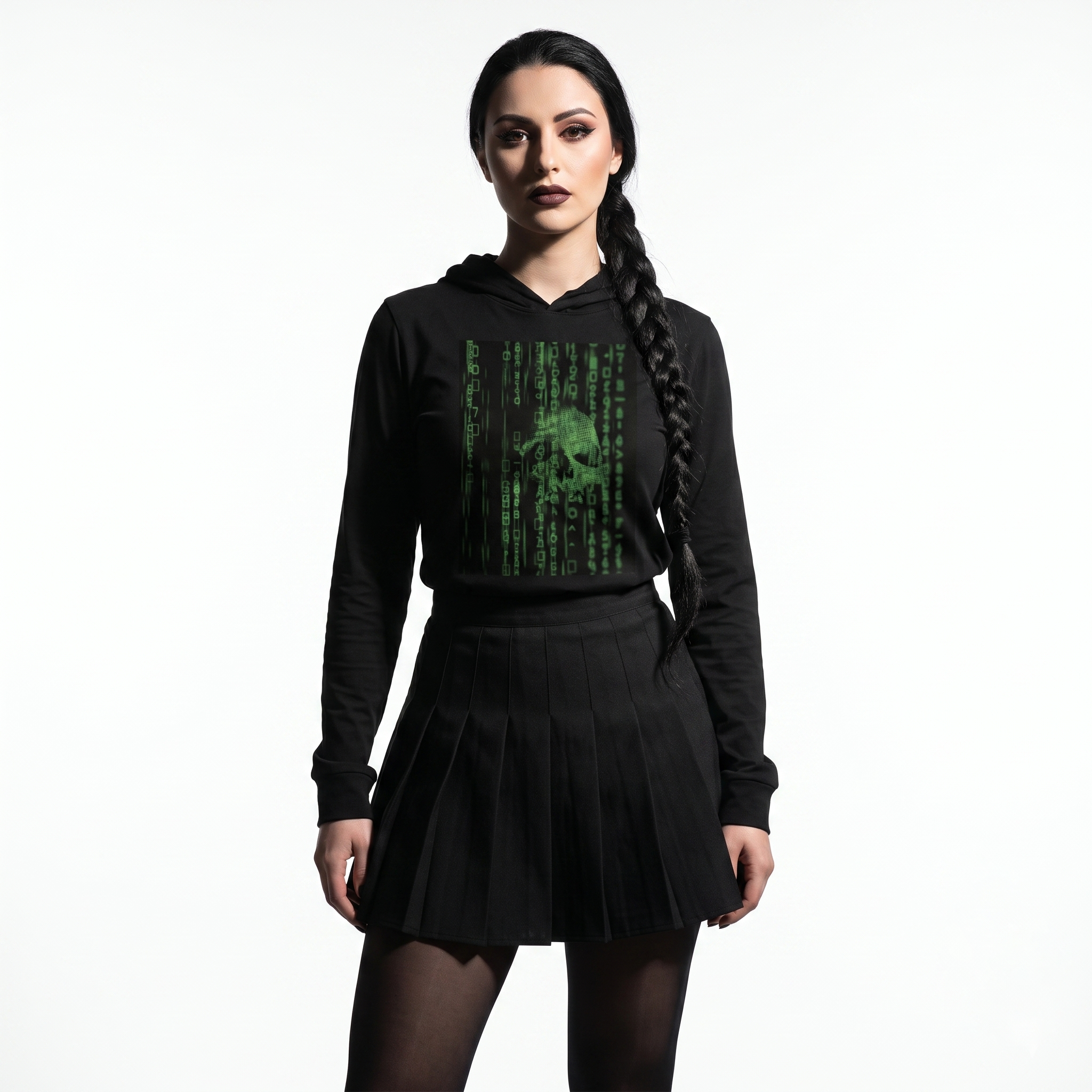 Ghost in the Machine Electric Green Cyberpunk Skull Unisex Hooded Tee