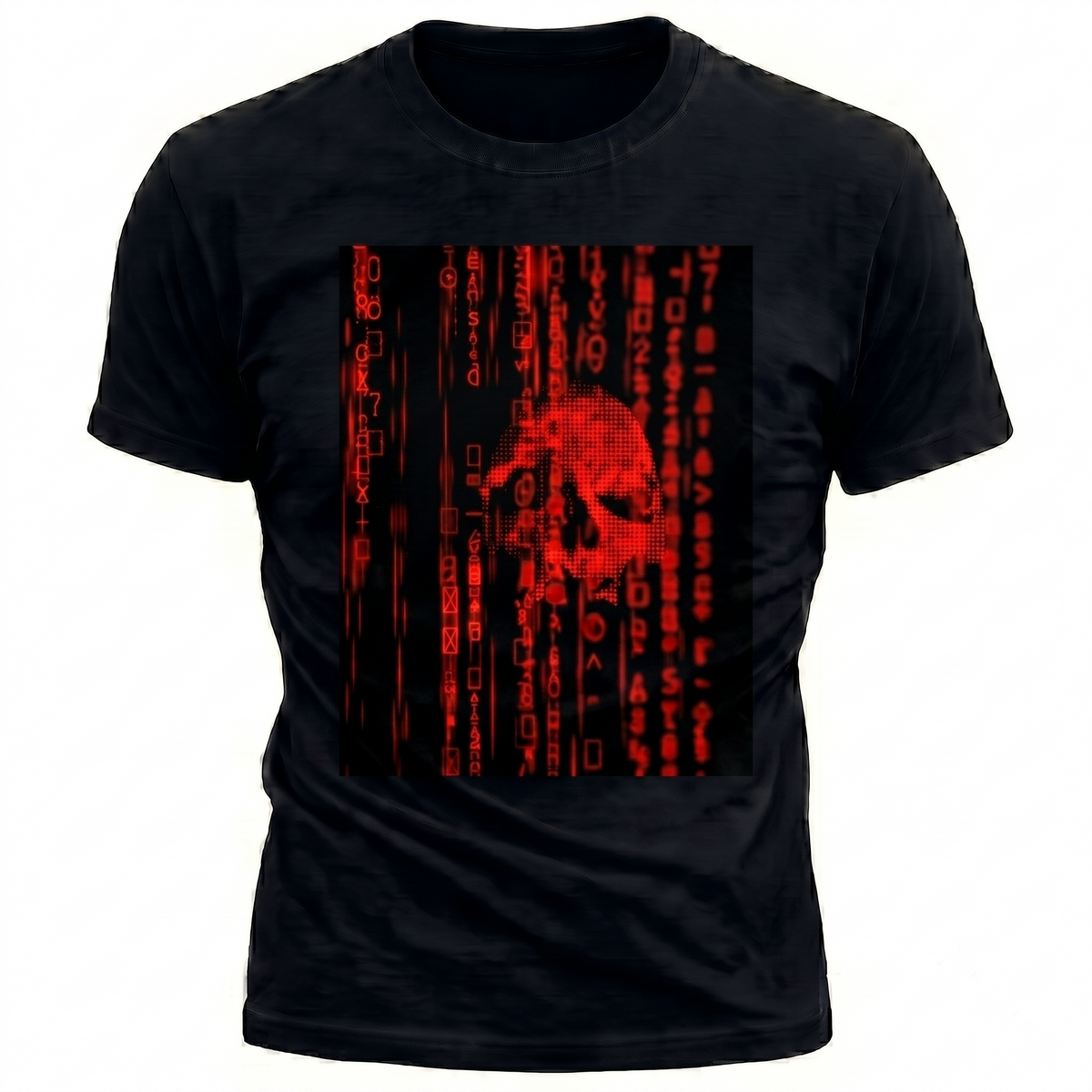Ghost in the Machine Red Cyberpunk Skull Mens Tee