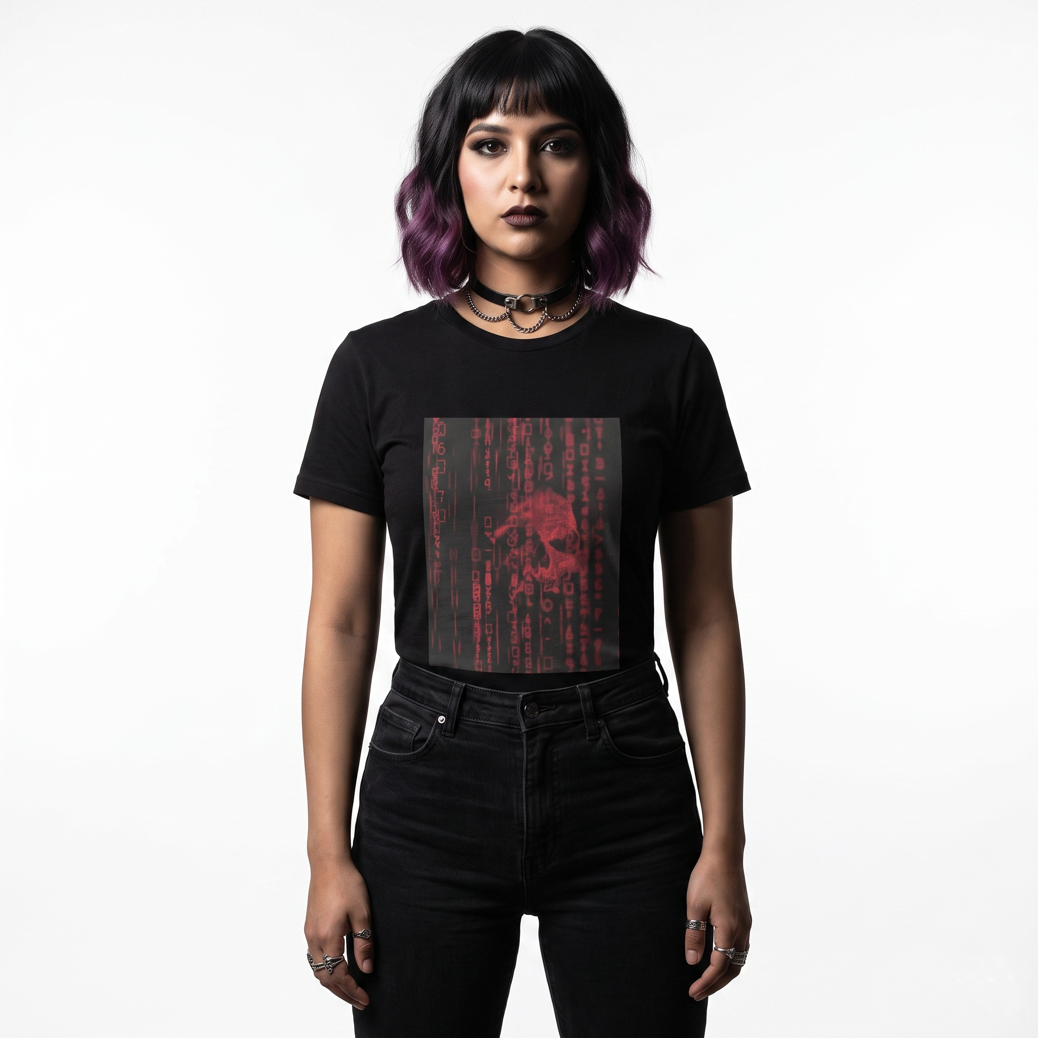 Ghost in the Machine Red Cyberpunk Skull Unisex Tee