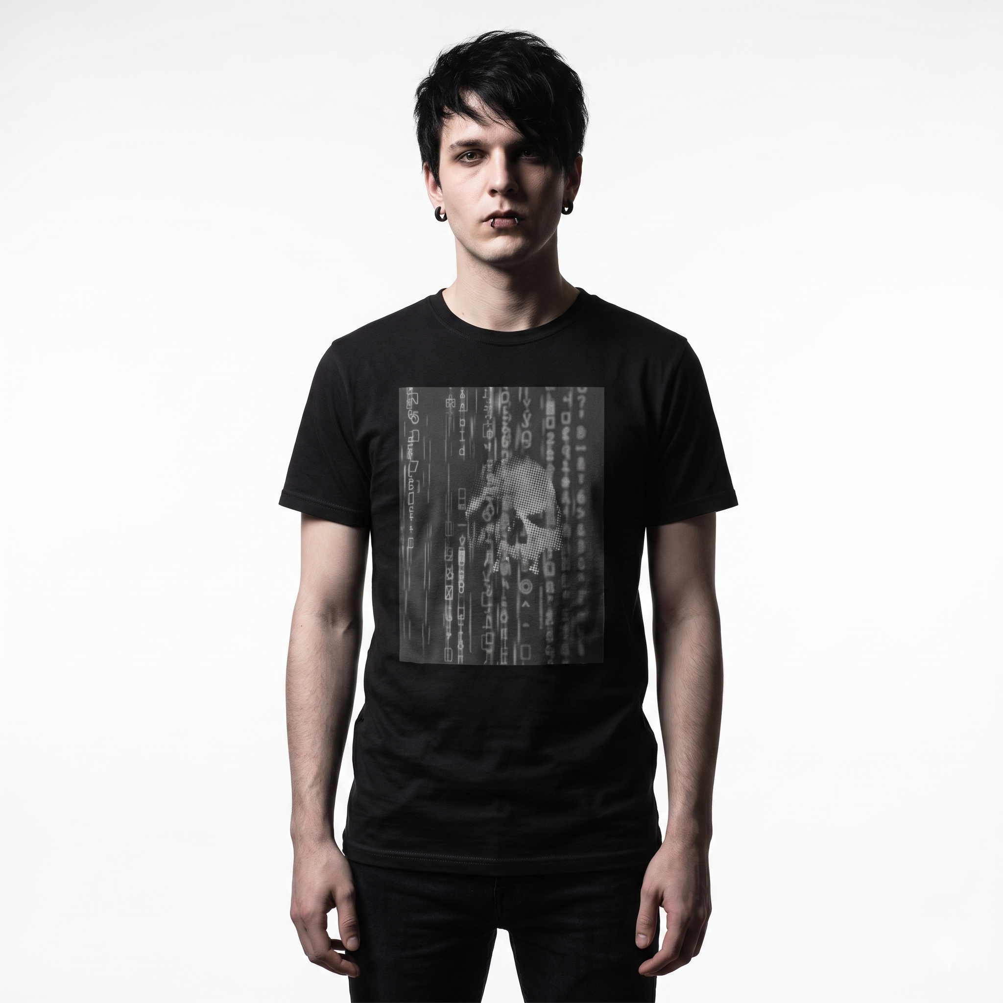 Ghost in the Machine White Cyberpunk Skull Unisex Tee