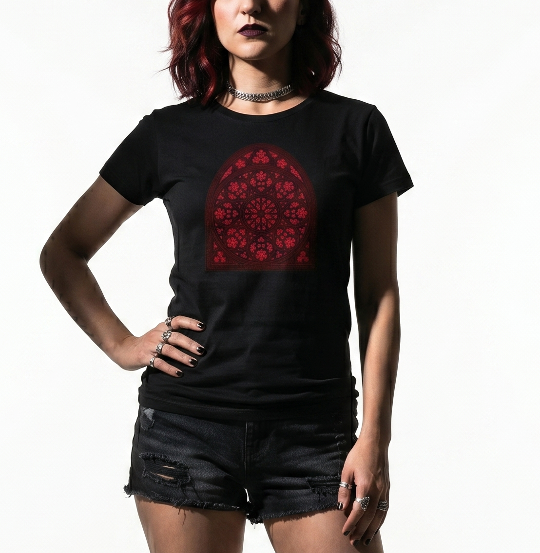 Ghost Window Crimson Cathedral High-Waisted Tee