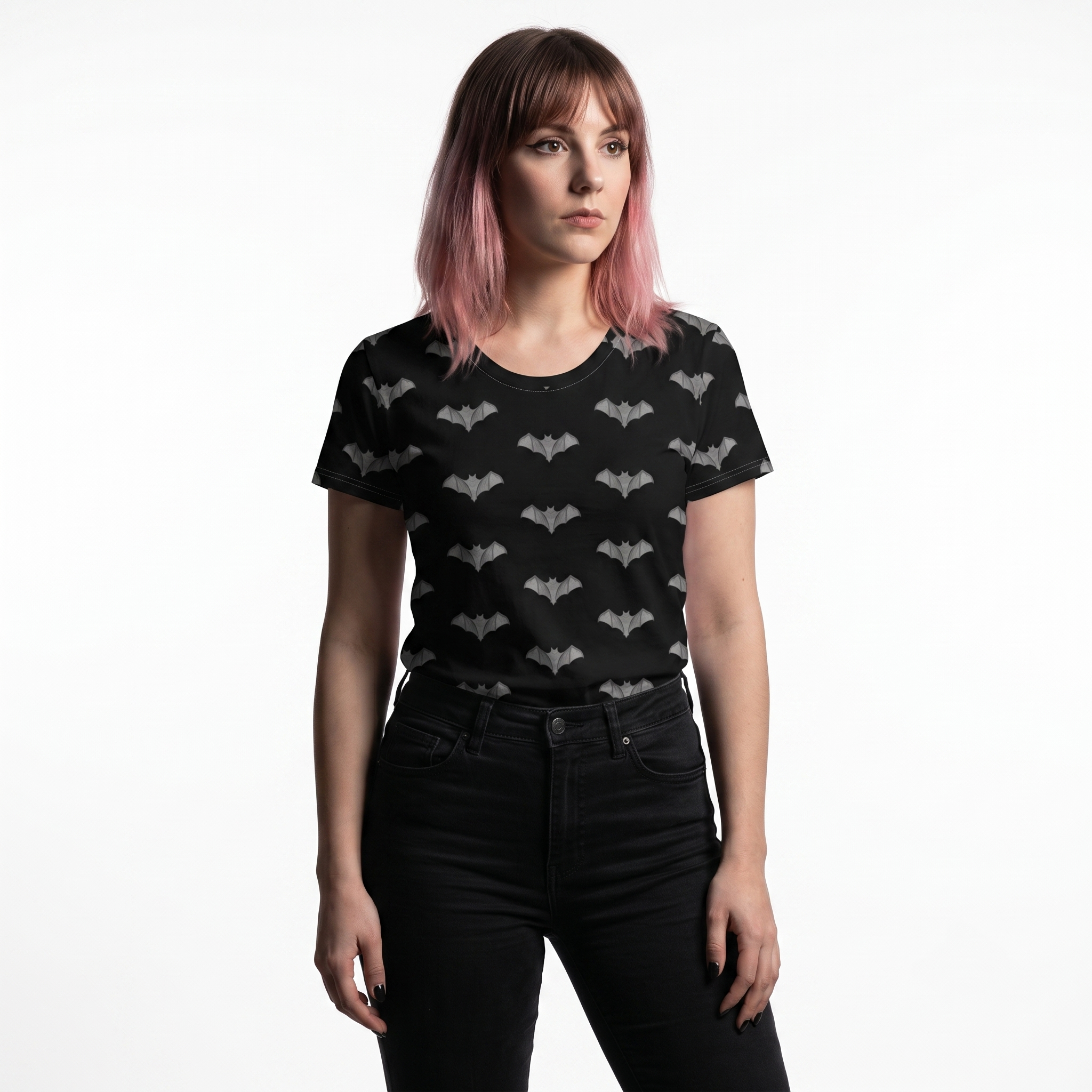 Gray Gargoyle Bats Alt Fashion All Over Print Tee