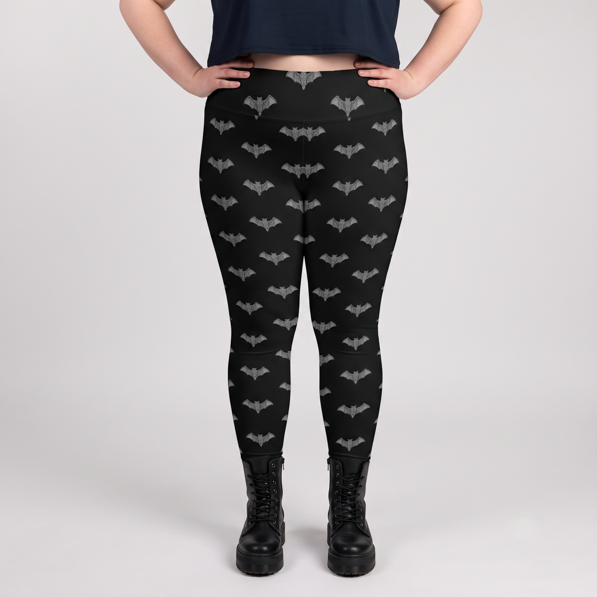 Gray Gargoyle Bats Alt Fashion Plus Size Leggings
