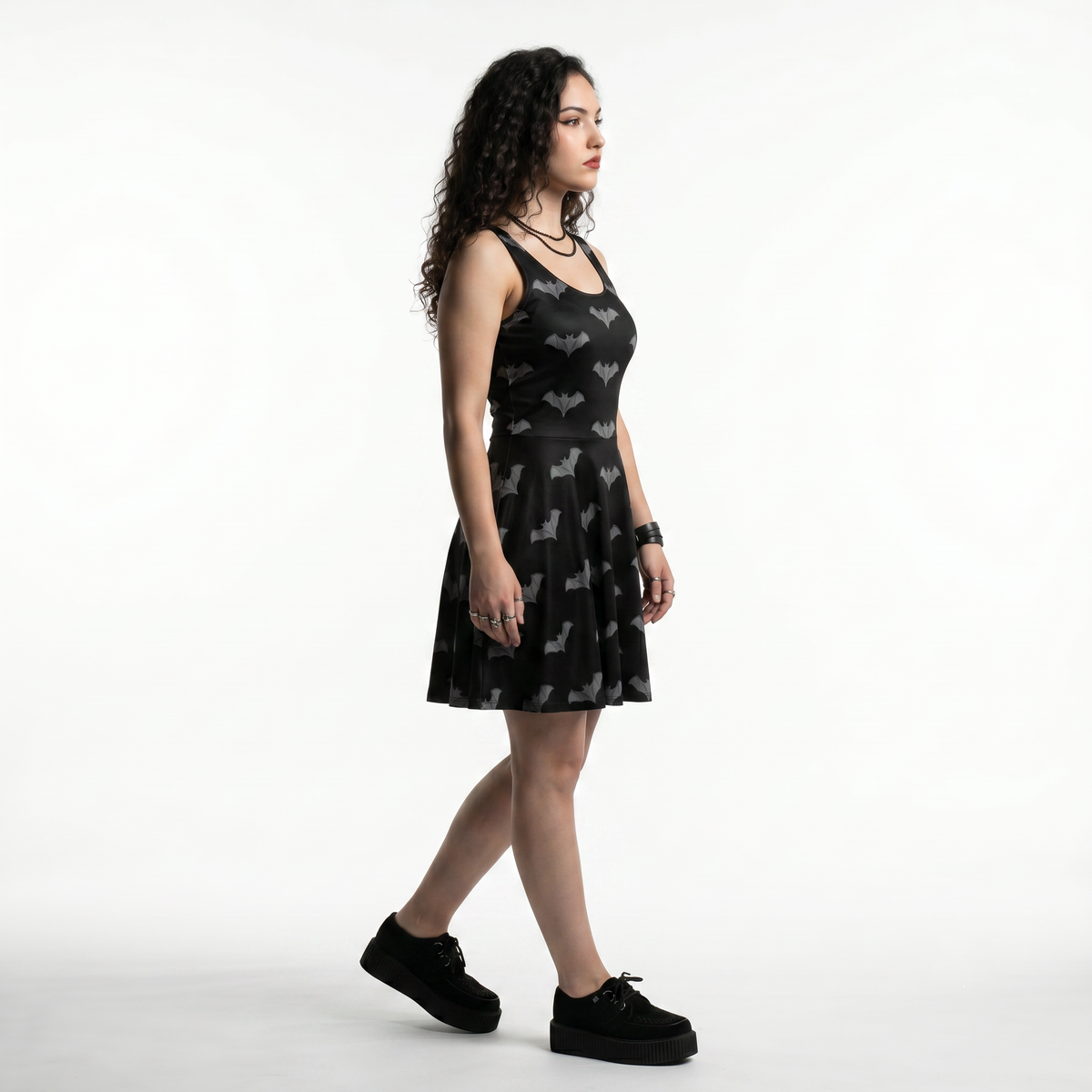 Gray Gargoyle Bats Alt Fashion Skater Dress