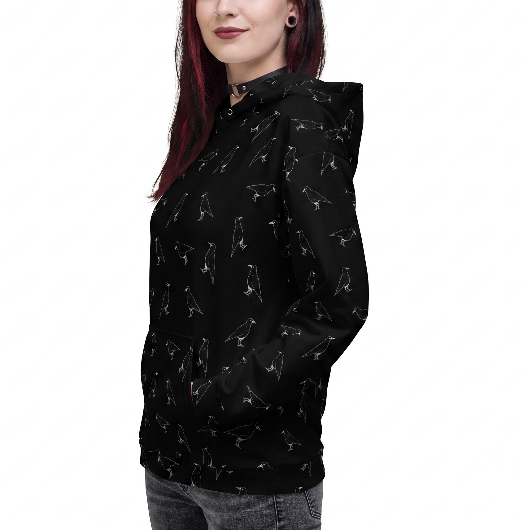 Murder of Crows Cute Gothic All Over Print Recycled Hoodie