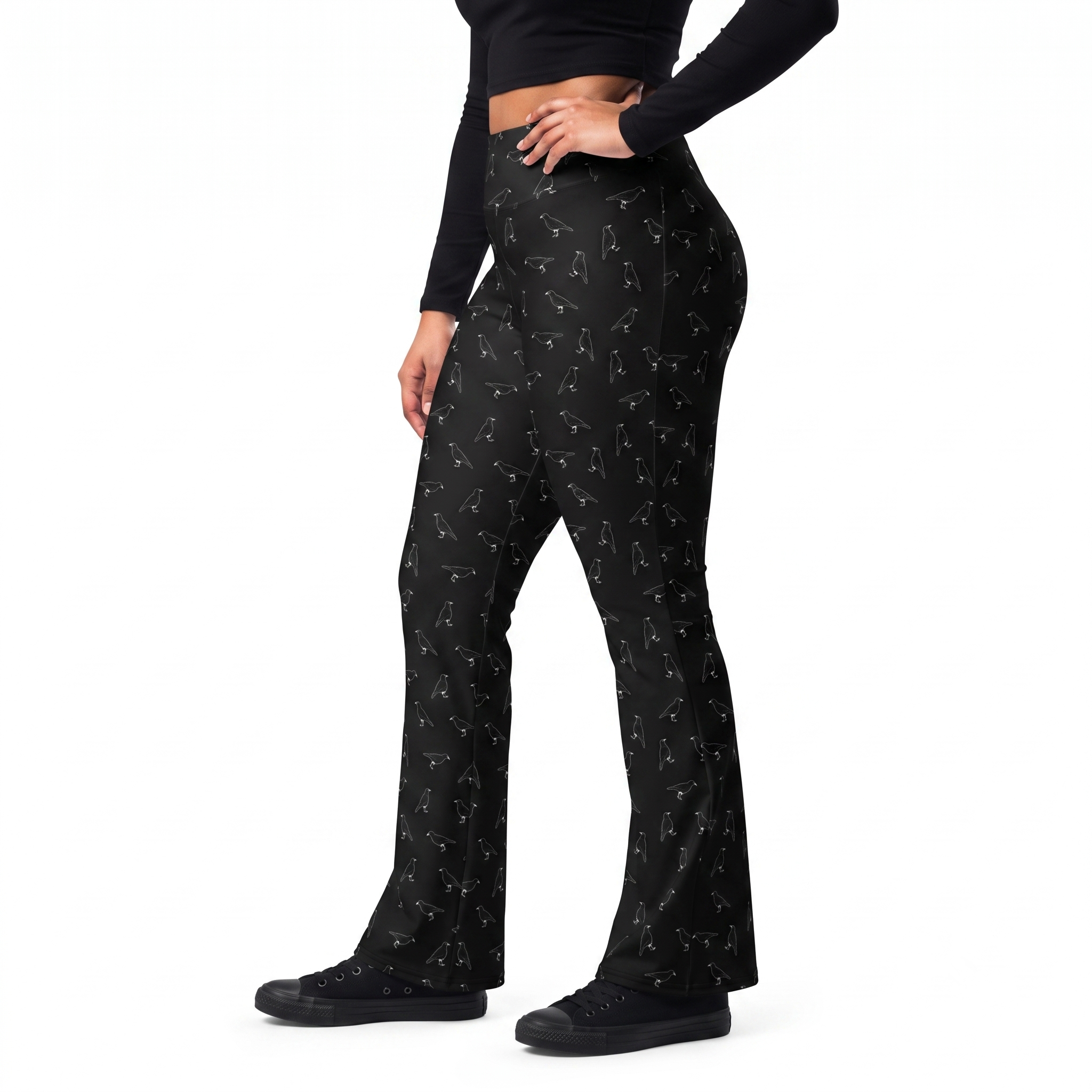 Murder of Crows Cute Gothic Flare Leggings