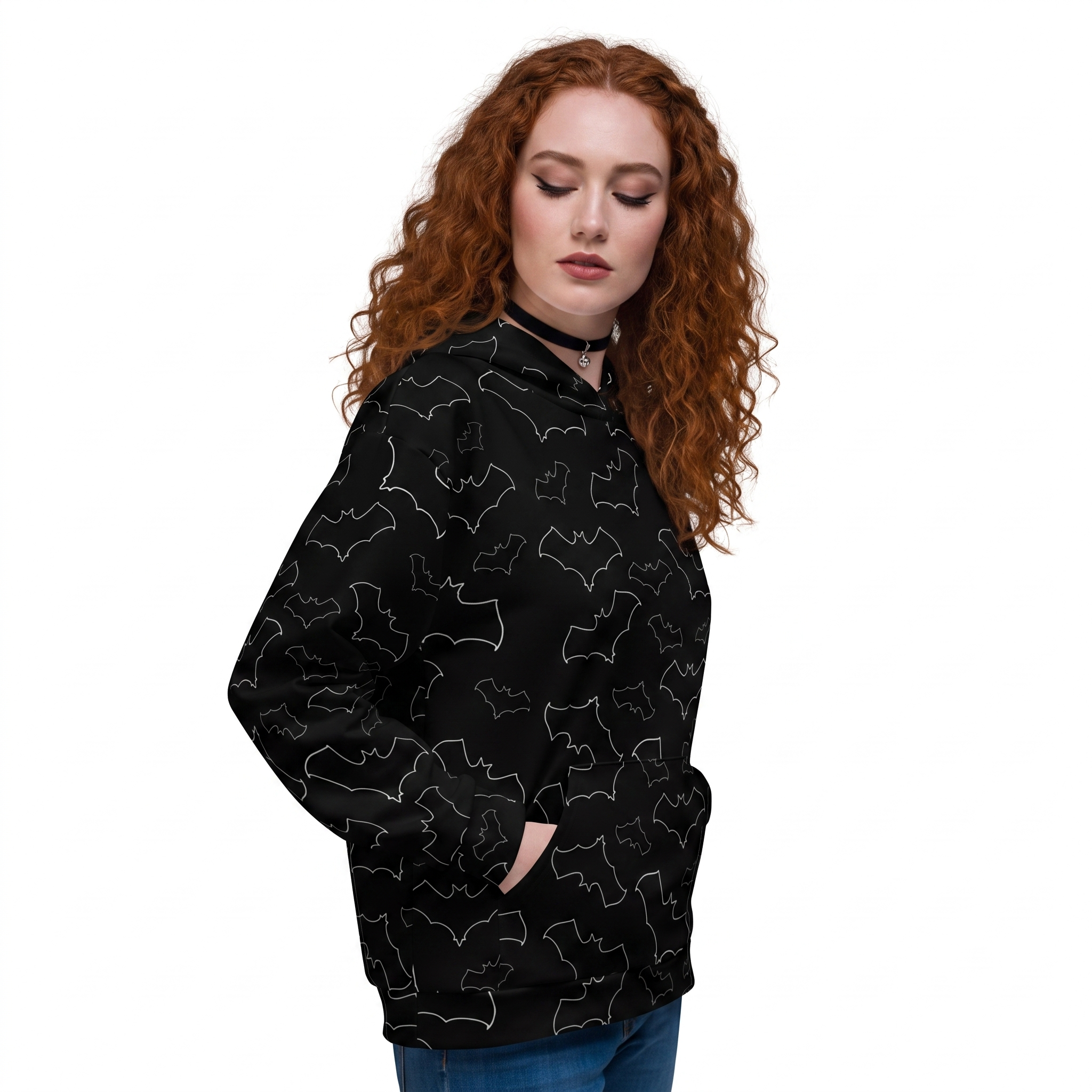 Night Flight Bats Cute Gothic All Over Print Recycled Hoodie