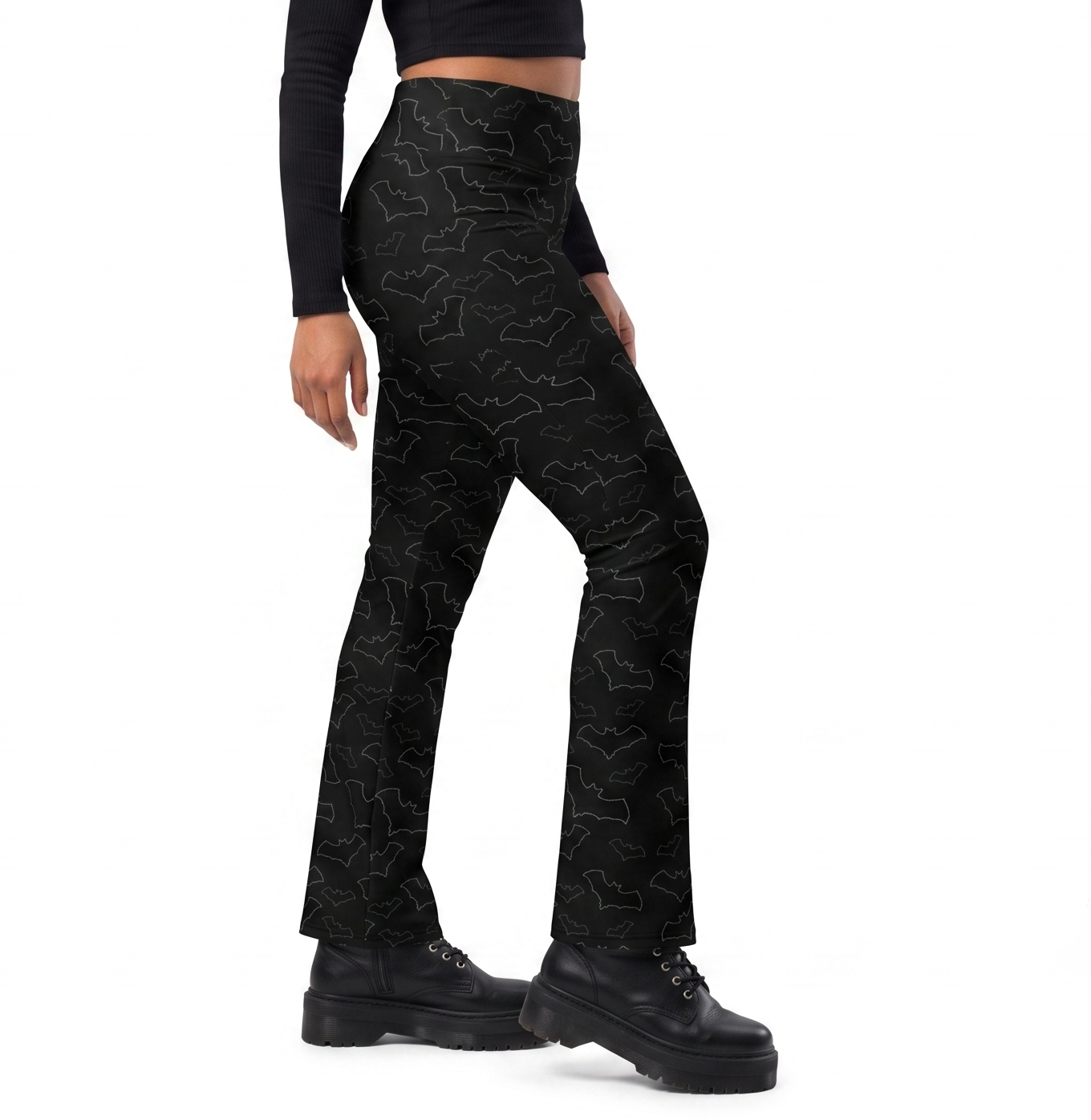 Night Flight Bats Cute Gothic Flare Leggings