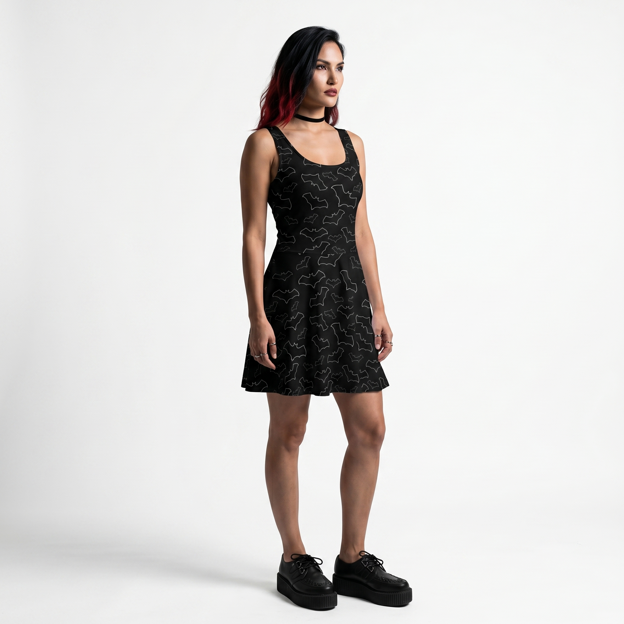Night Flight Bats Cute Gothic Skater Dress